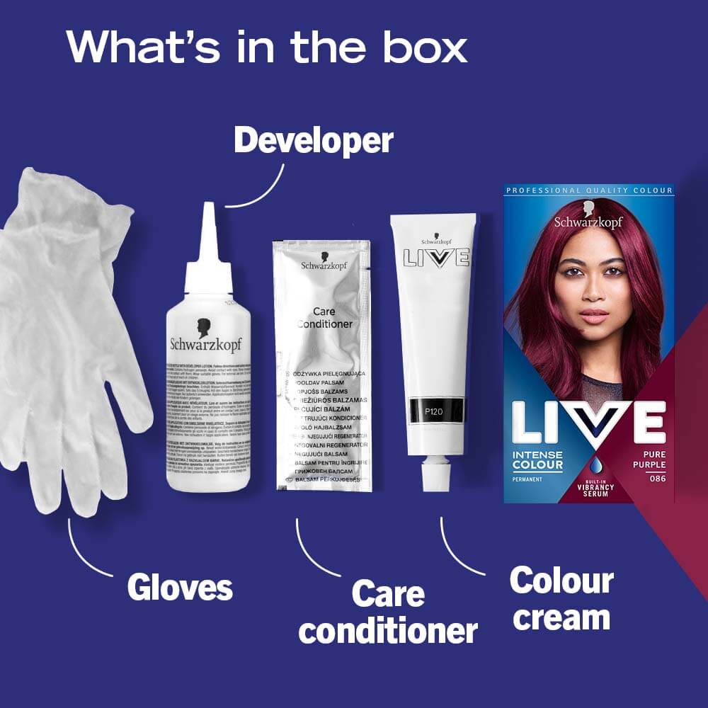 Schwarzkopf Live Intense Colour Permanent Hair Colour Dye 086 Pure Purple