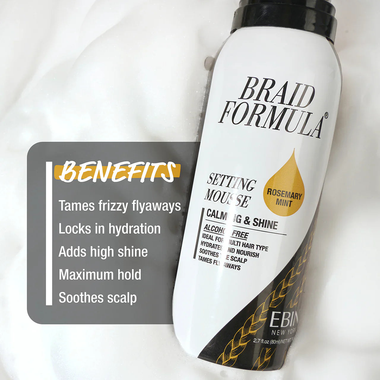 Ebin Braid Formula Sweet Almond Oil Setting Mousse Strengthening & Shine 354ml