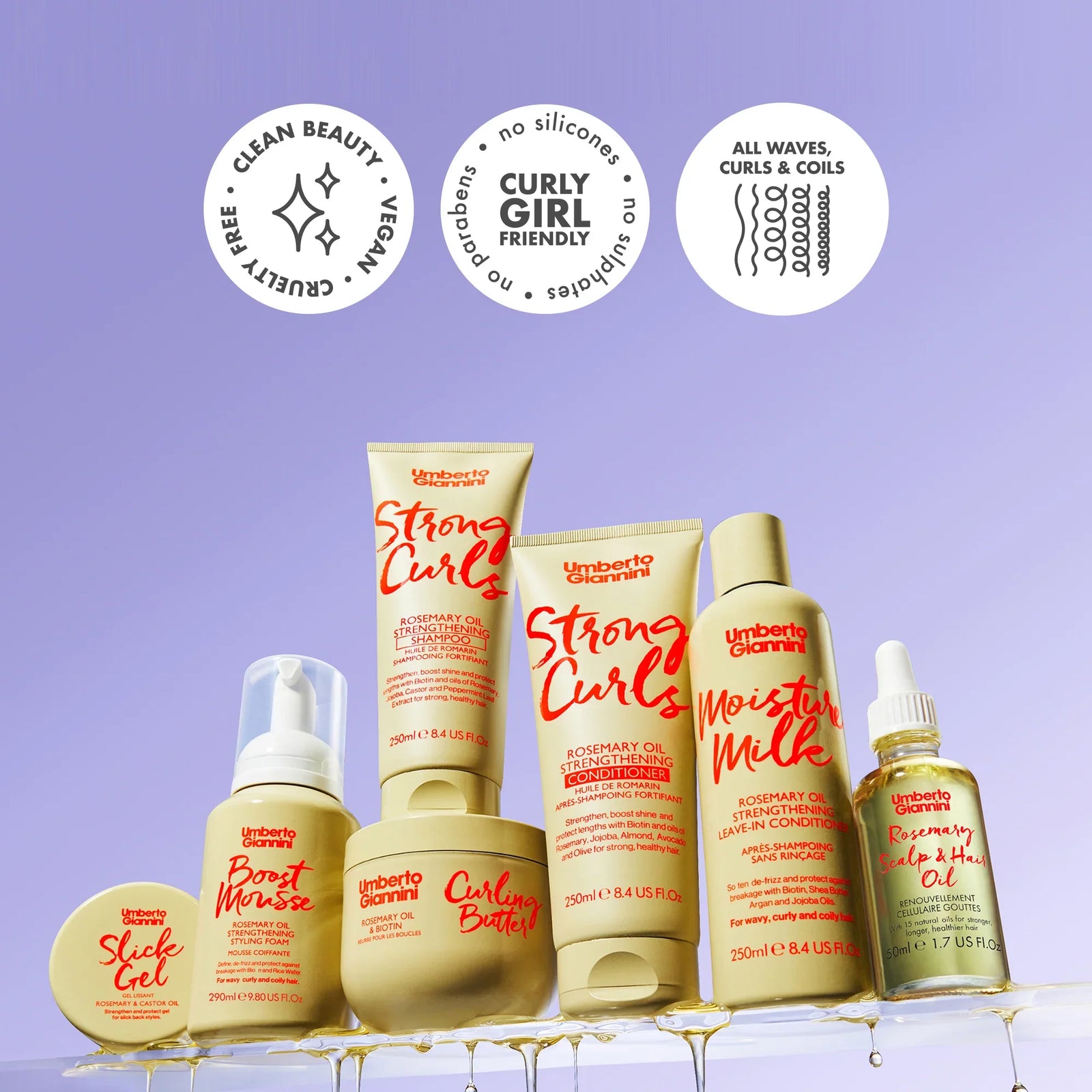 Umberto Giannini Strong Curls Moisture Milk Rosemary Oil Leave-In Conditioner 250ml/8.4oz