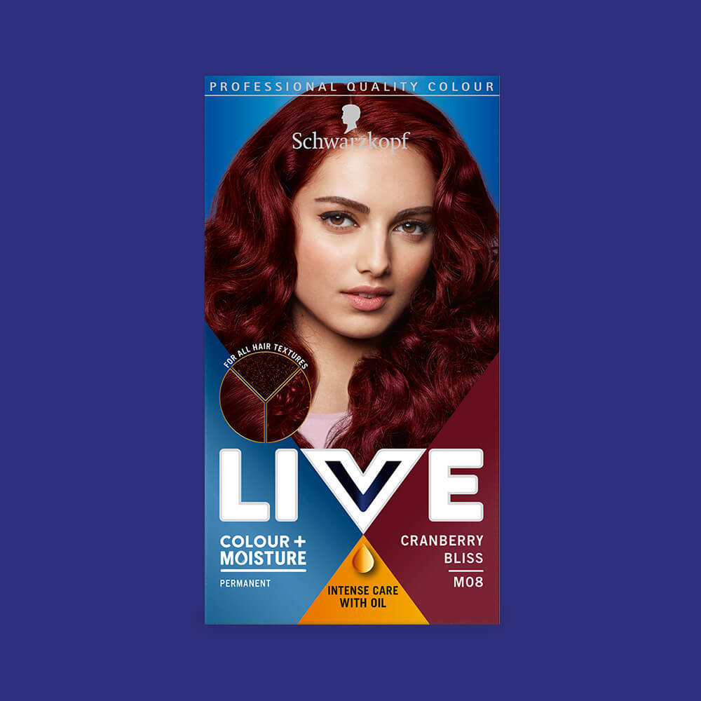 Schwarzkopf Live Colour + Moisture Permanent Hair Colour Dye M08 Cranberry Bliss