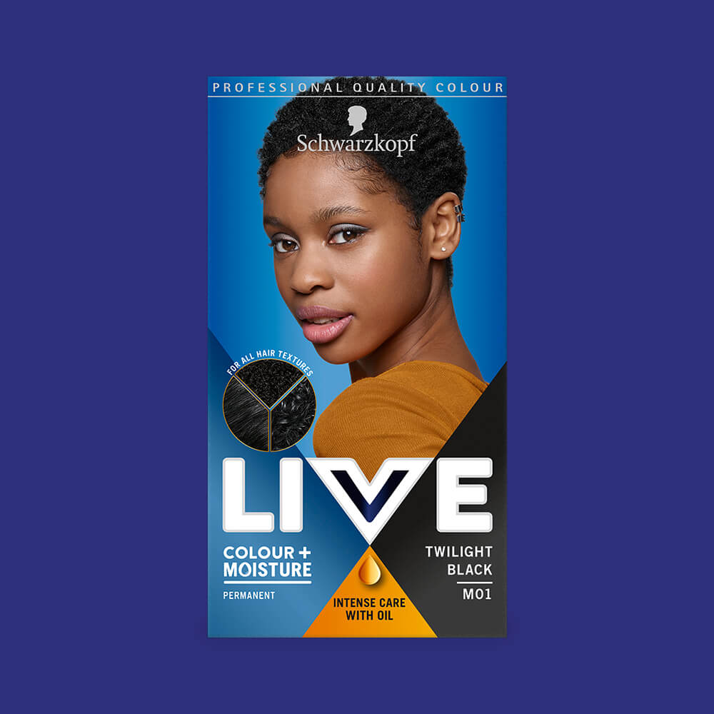 Schwarzkopf Live Colour + Moisture Permanent Hair Colour Dye M01 Twilight Black