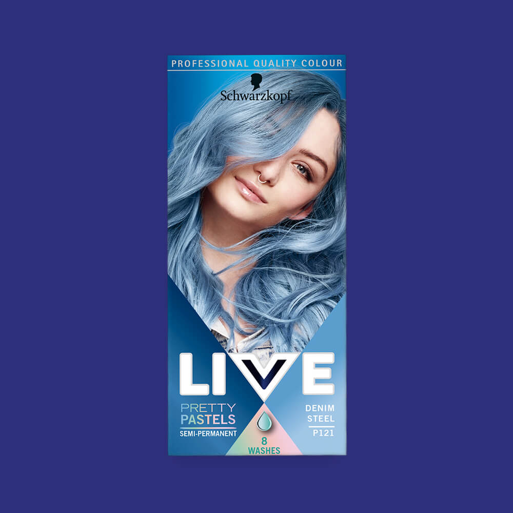 Schwarzkopf Live Pretty Pastels Semi Permanent Hair Colour Dye P121 Denim Steel
