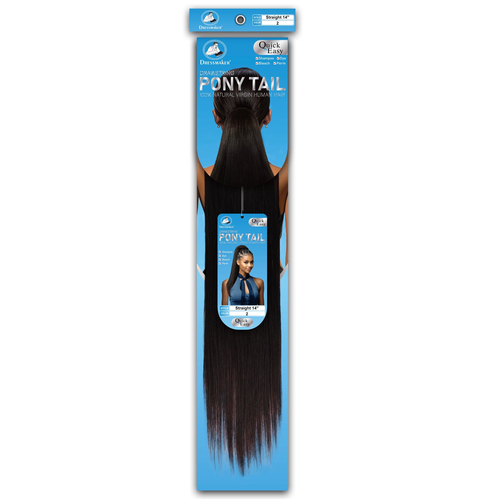 Dressmaker 100% Virgin Human Hair Drawstring Ponytail Straight 14"