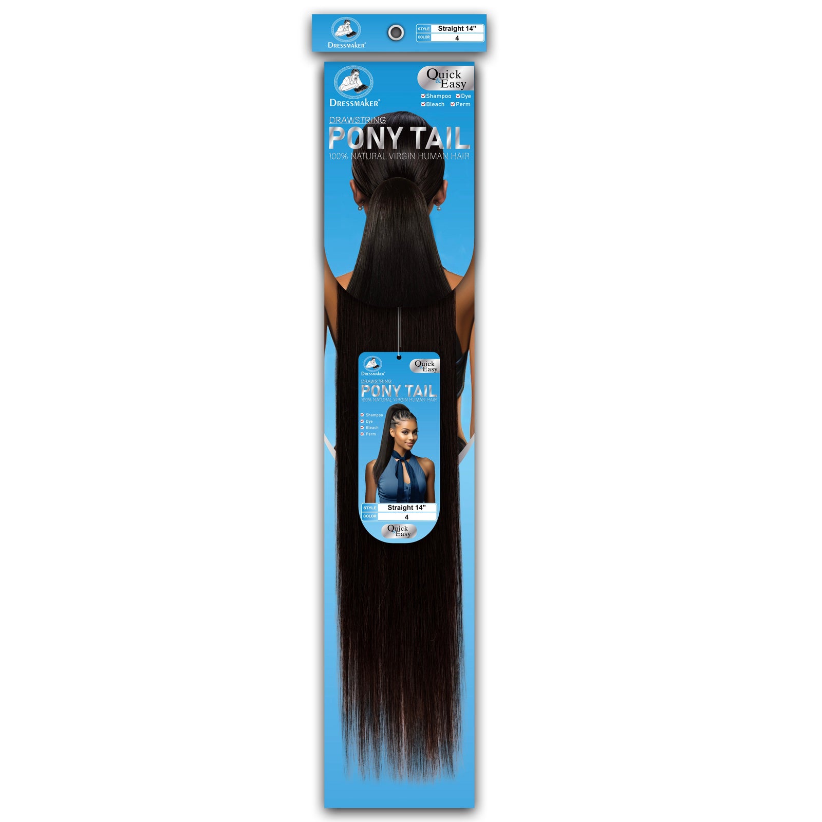 Dressmaker 100% Virgin Human Hair Drawstring Ponytail Straight 14"