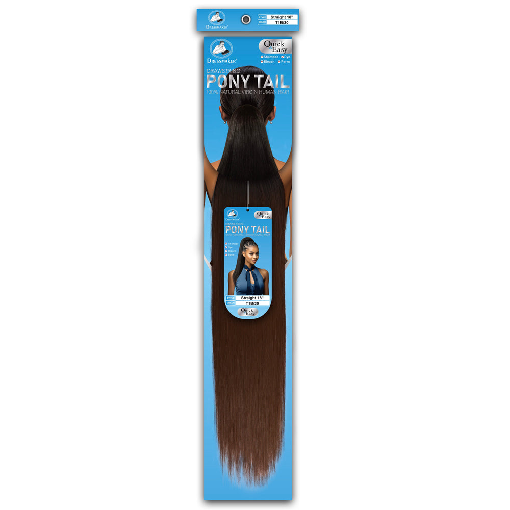 Dressmaker 100% Virgin Human Hair Drawstring Ponytail Straight 18"