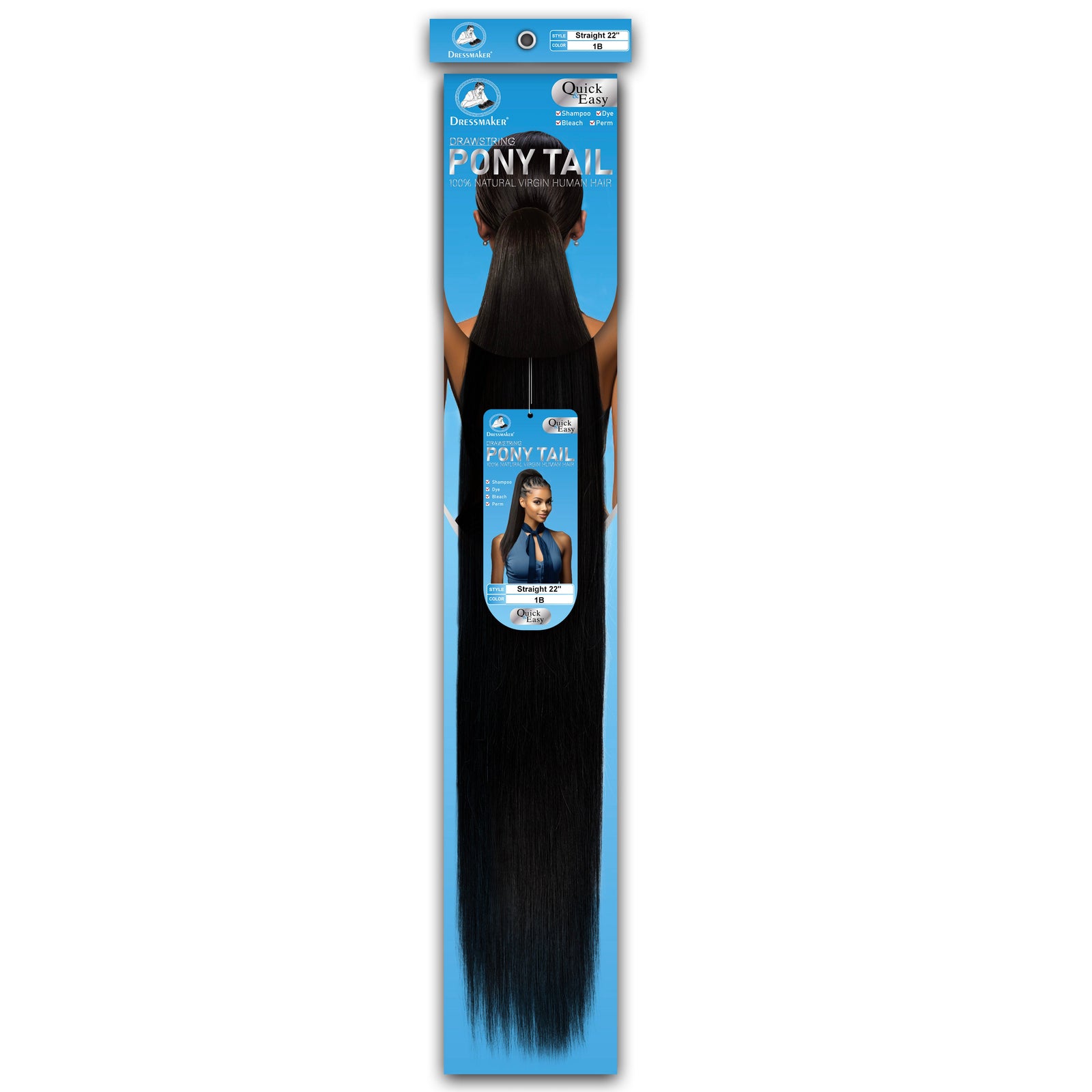 Dressmaker 100% Virgin Human Hair Drawstring Ponytail Straight 22"