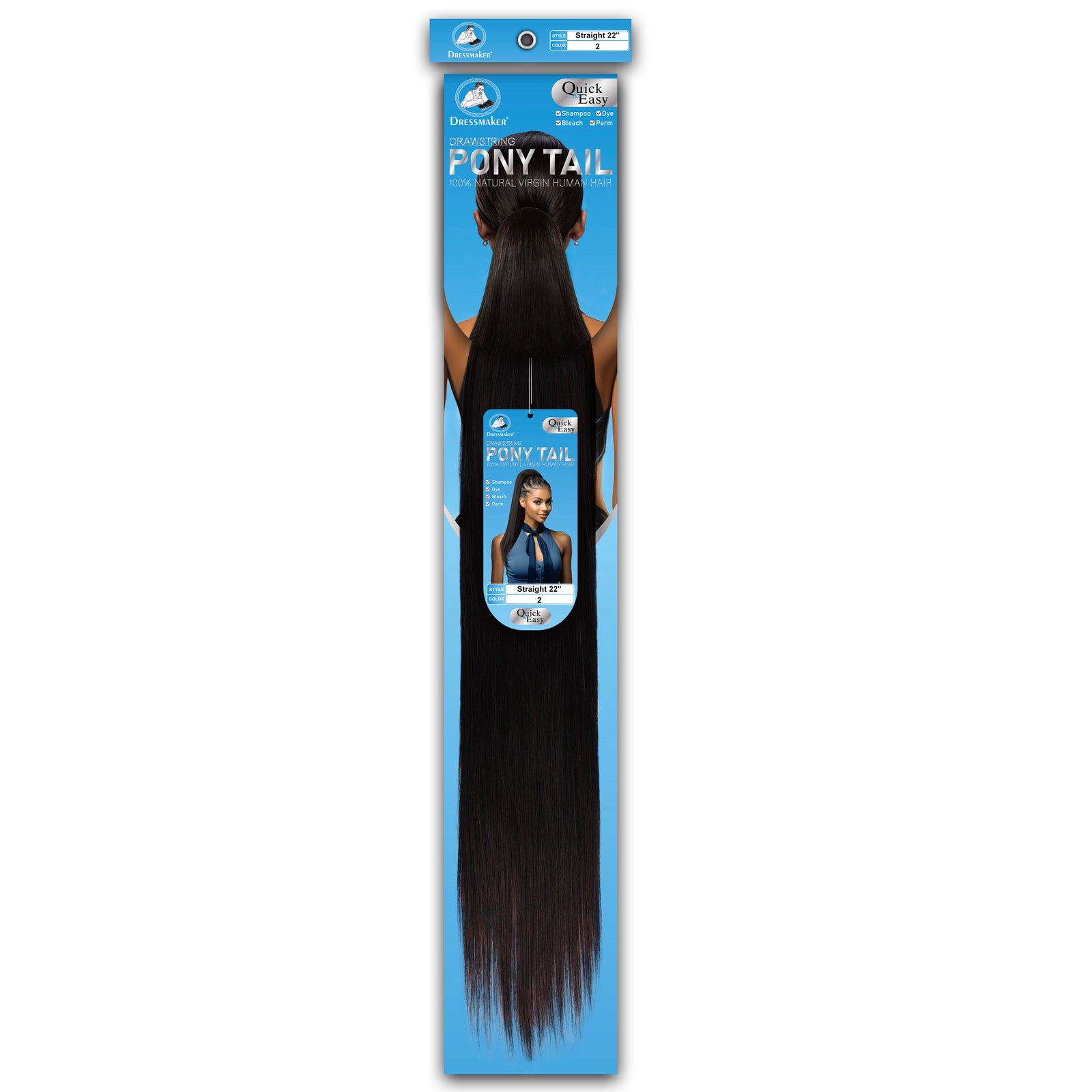 Dressmaker 100% Virgin Human Hair Drawstring Ponytail Straight 22"