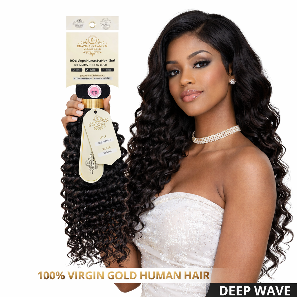 RUSH Brazilian Glamour Virgin Gold 100% Human Hair Deep Wave Weave