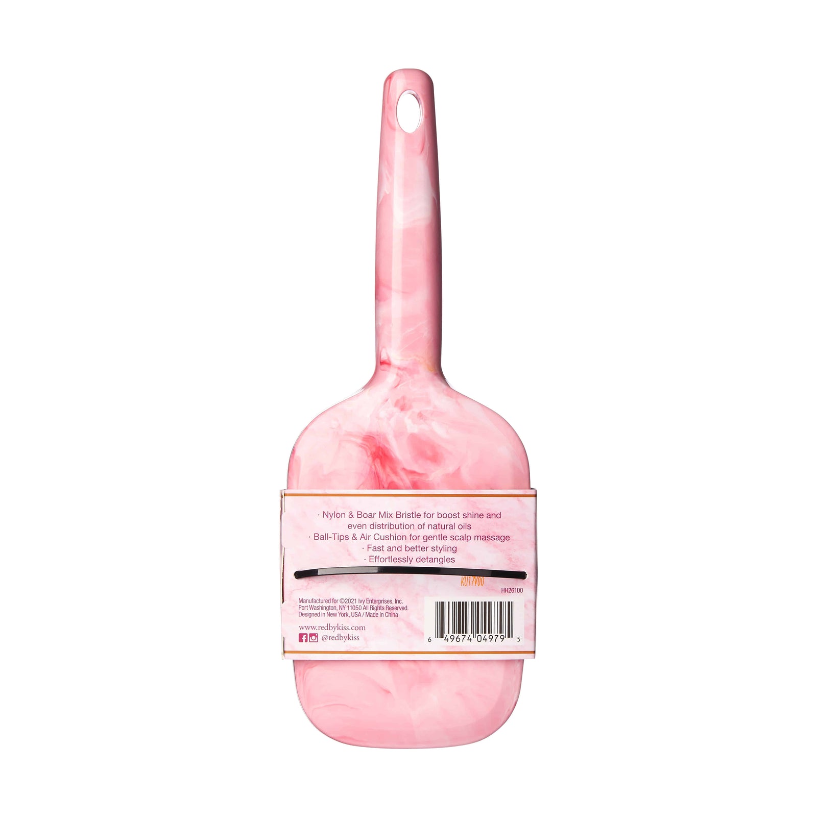 Red By Kiss Marblous Boar Square Paddle Brush  For Great Hair Day, Everyday