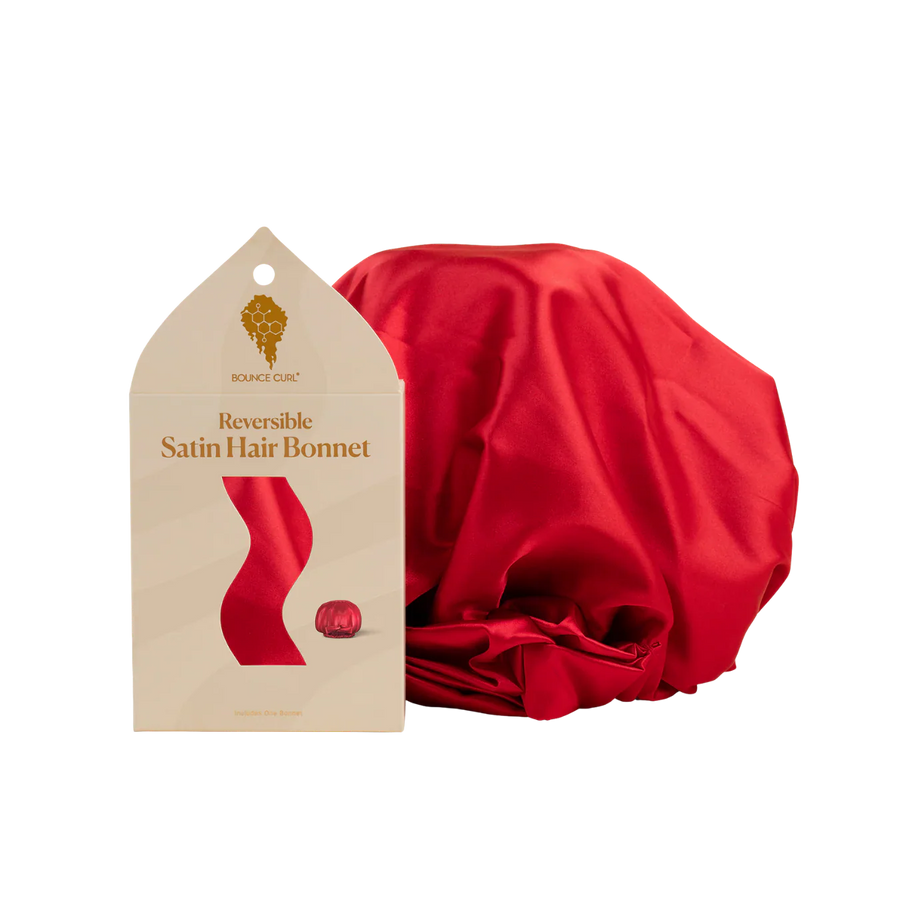 Bounce Curl Reversible Satin Hair Bonnet Red