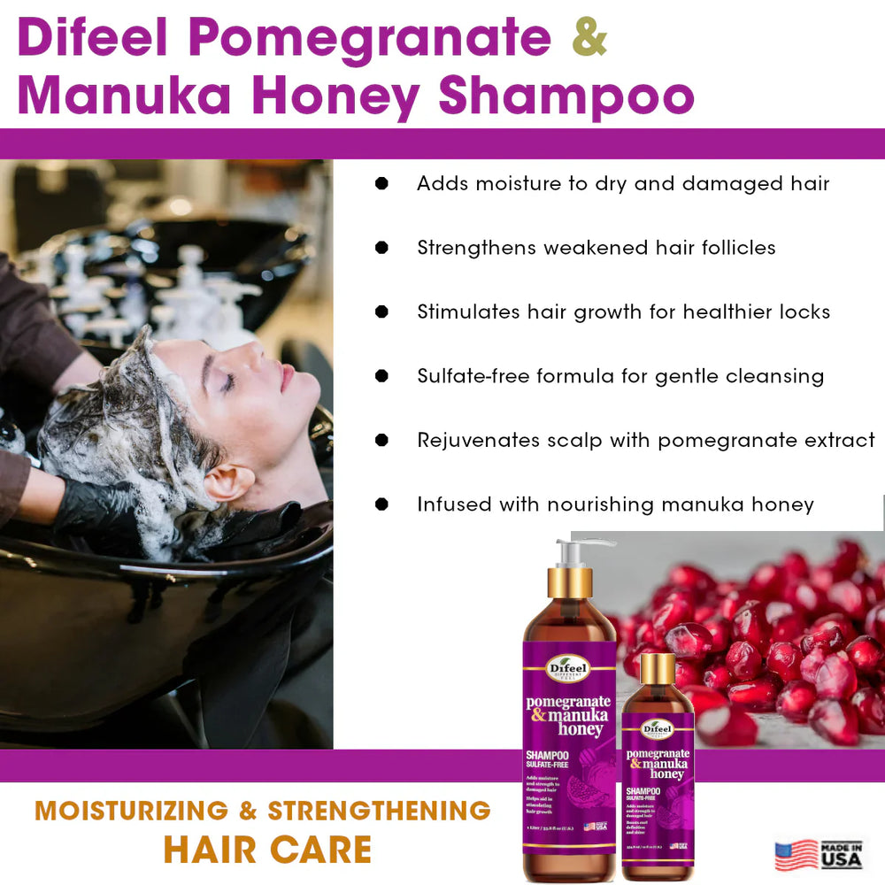 Difeel Pomegranate & Manuka Honey Sulfate-Free Shampoo 354ml