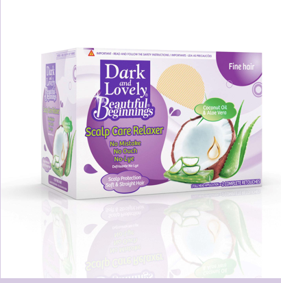 Dark & Lovely Beautiful Beginnings Scalp Care No-Lye Relaxer Kit – Fine