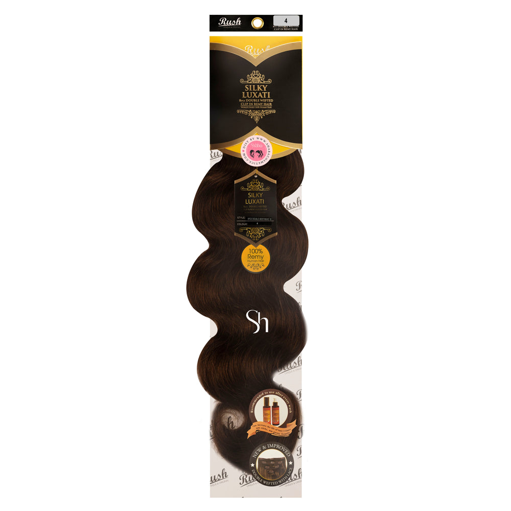 RUSH Silky Luxati Body Wave 8pcs Double Wefted Clip-In Remy 100% Human Hair