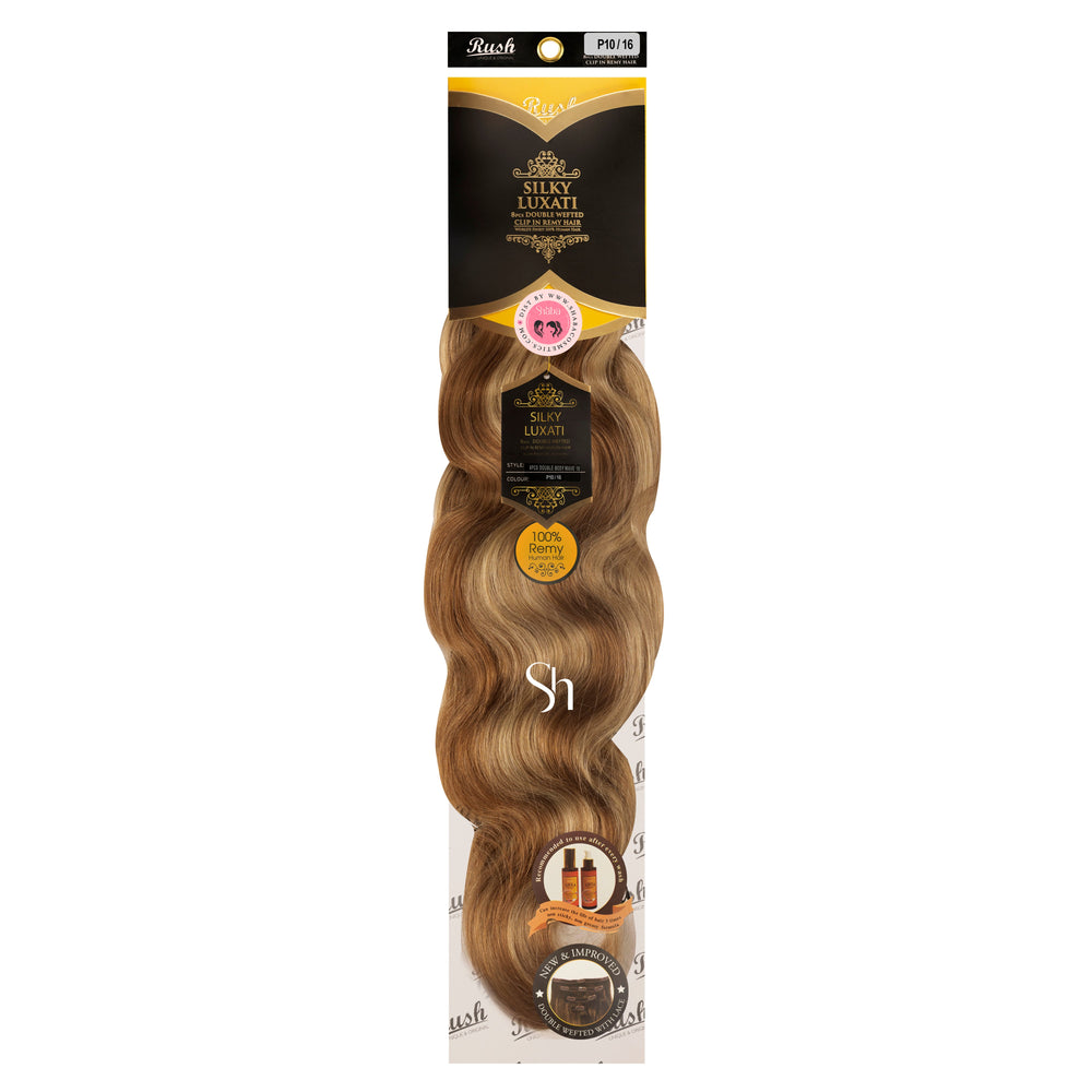 RUSH Silky Luxati Body Wave 8pcs Double Wefted Clip-In Remy 100% Human Hair