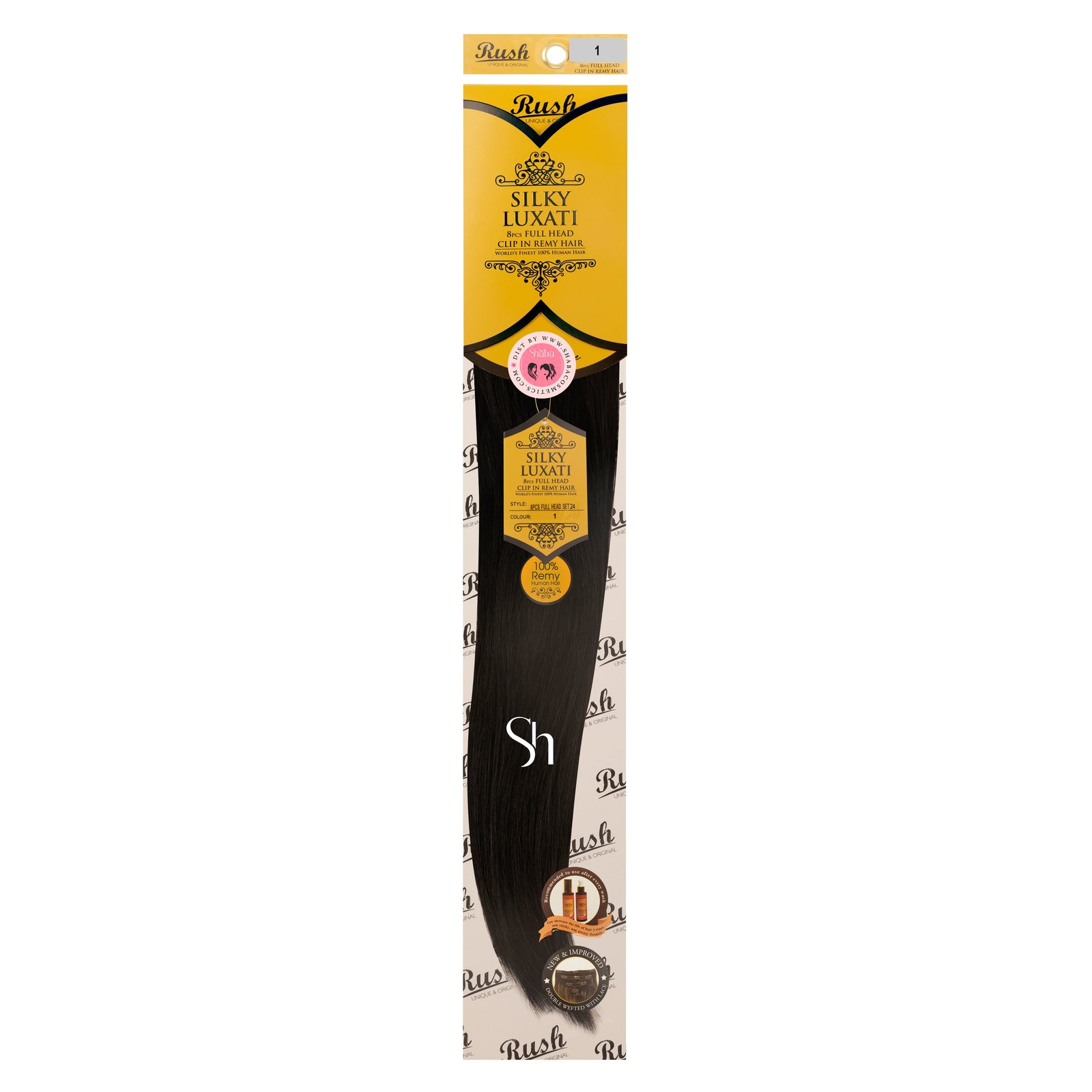 RUSH Silky Luxati 24" Straight 8pcs Full Head Clip-In 100% Human Remy Hair