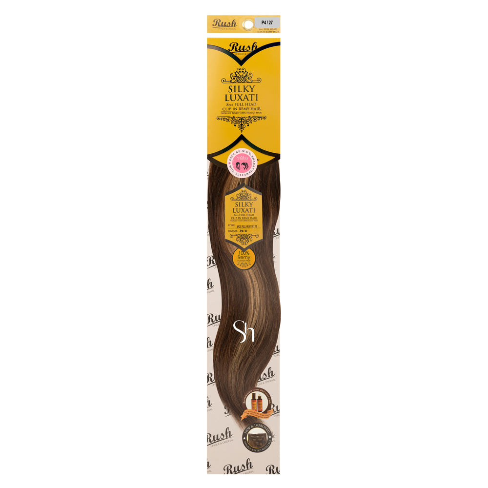 RUSH Silky Luxati 18" Straight 8pcs Full Head Clip-In 100% Human Remy Hair