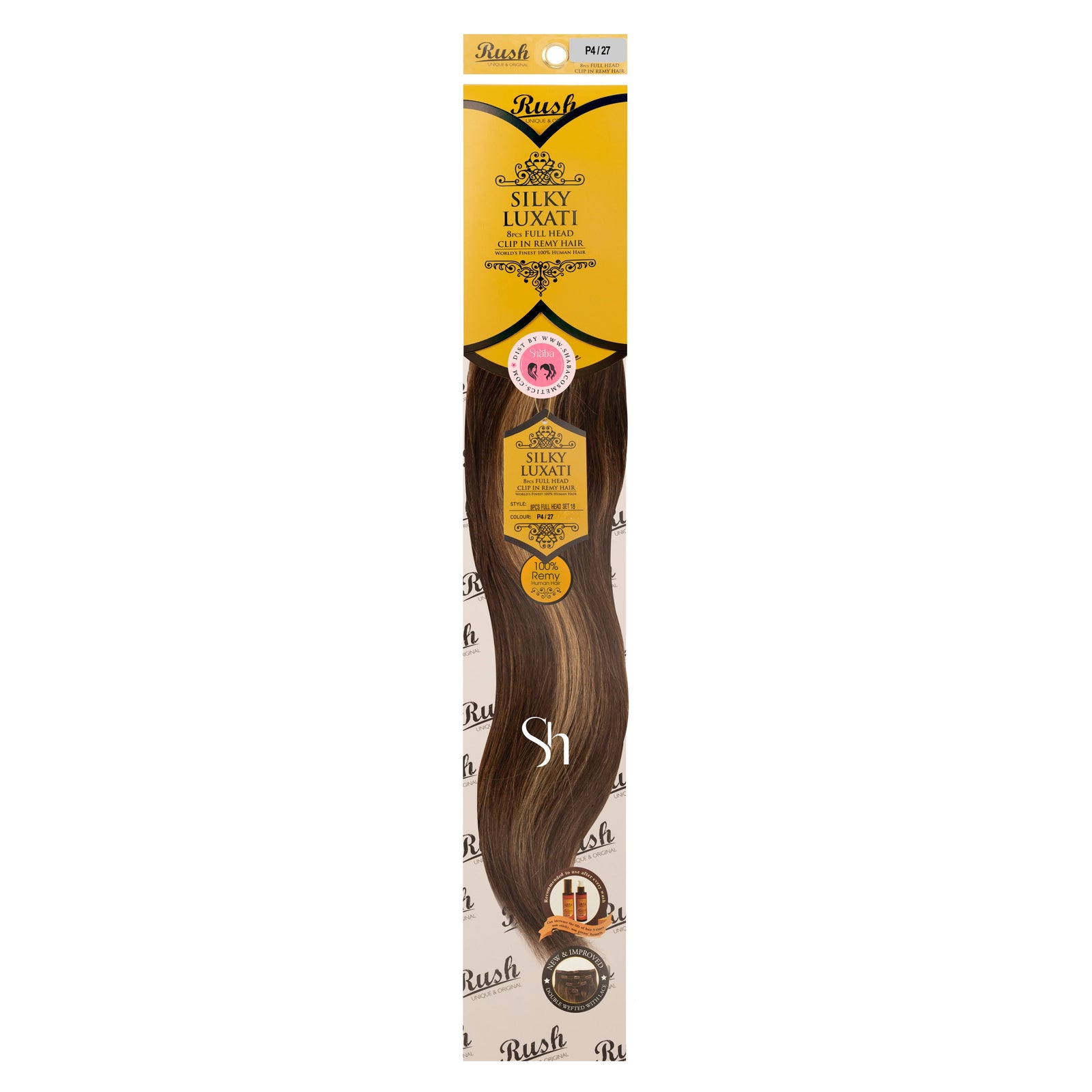 RUSH Silky Luxati 18" Straight 8pcs Full Head Clip-In 100% Human Remy Hair