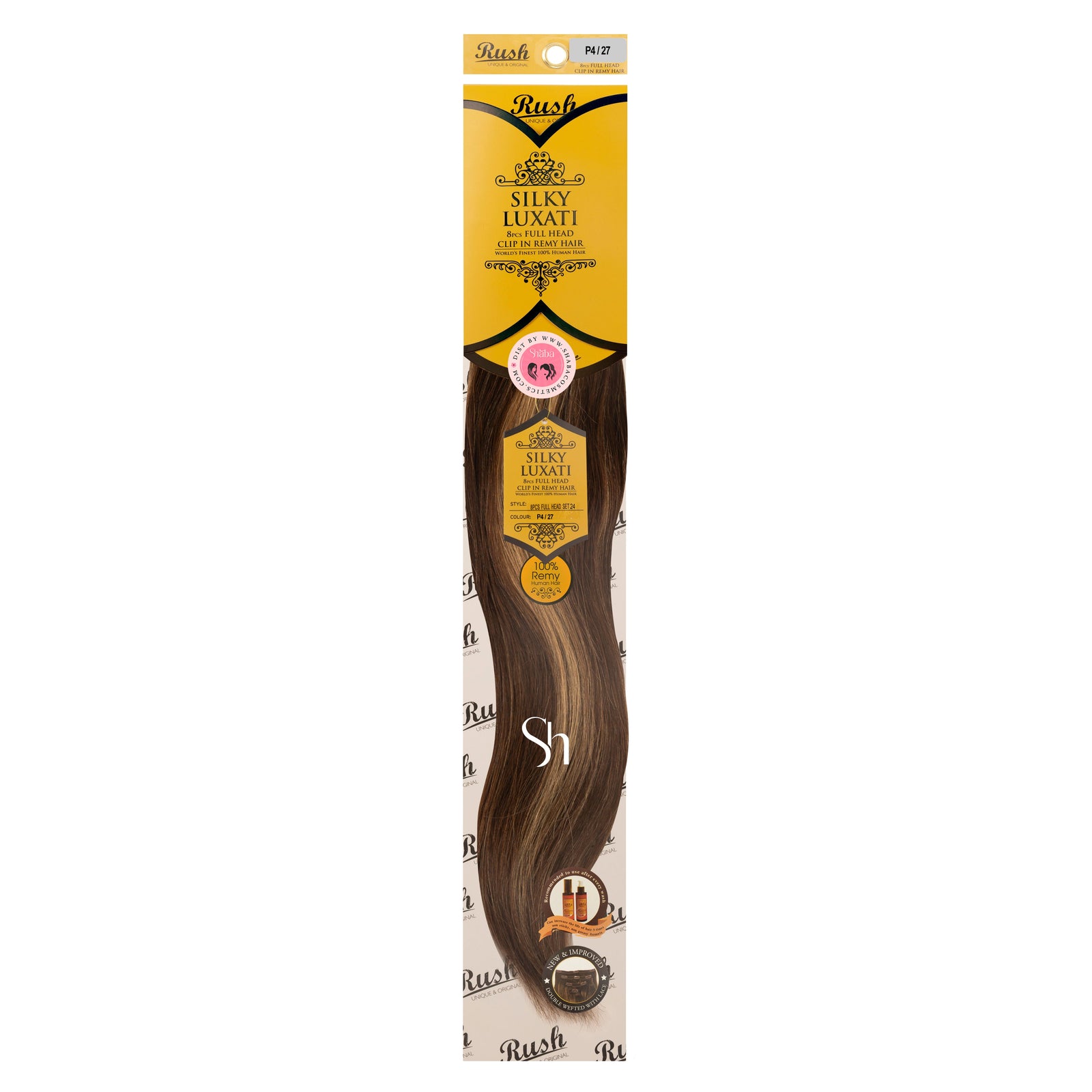 RUSH Silky Luxati 24" Straight 8pcs Full Head Clip-In 100% Human Remy Hair