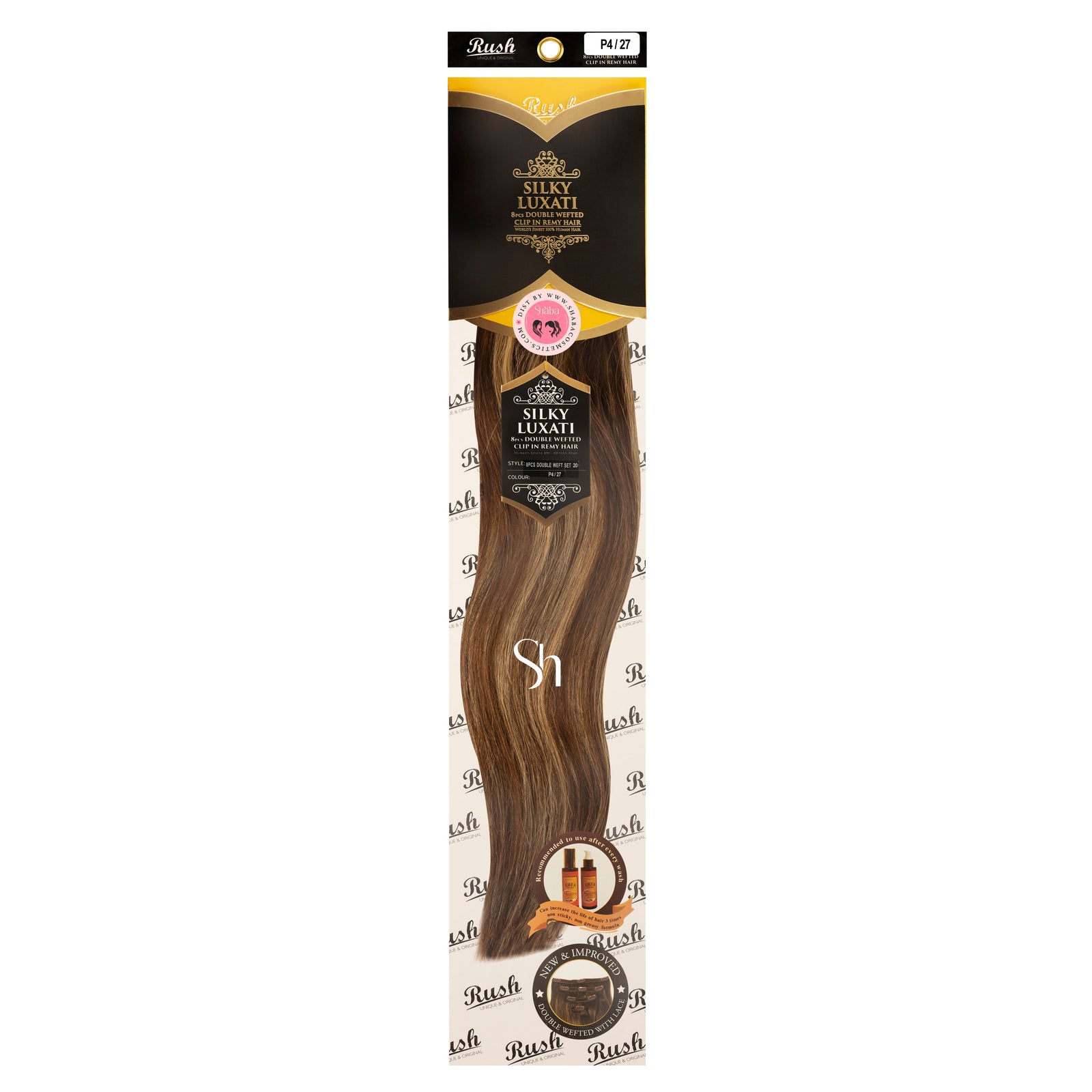 RUSH Silky Luxati 20" Straight 8pcs Double Wefted Clip-In Remy 100% Human Hair