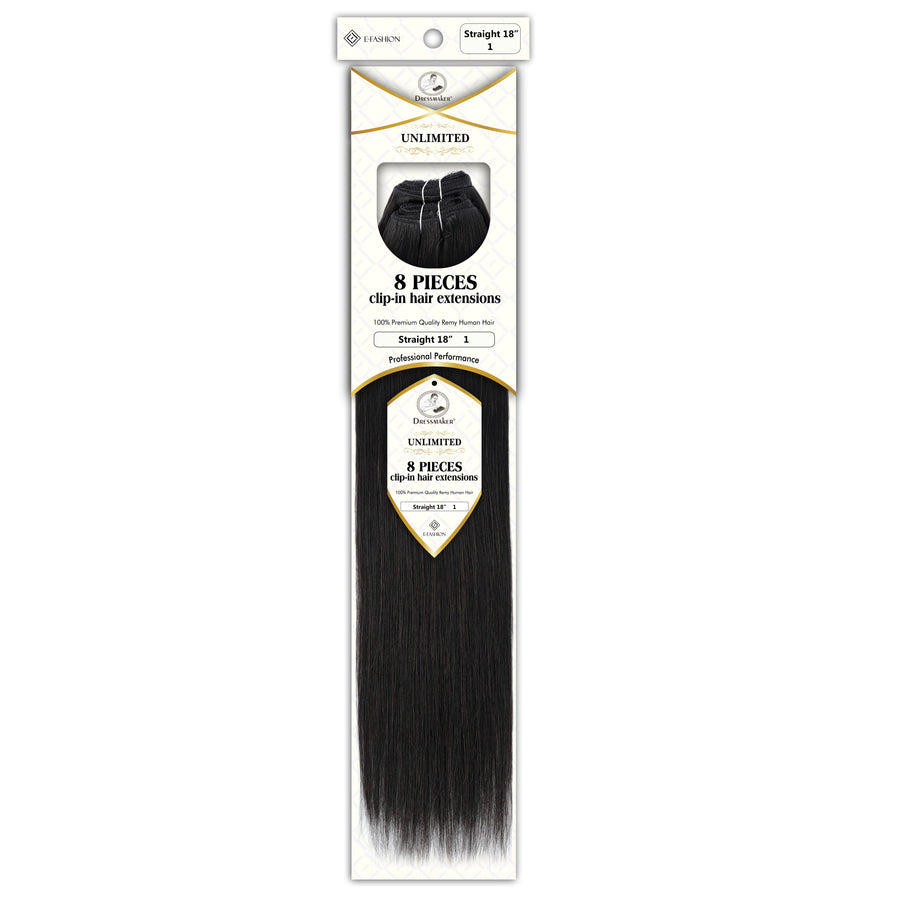 Dressmaker 8-Piece 18" Clip-In Hair Extensions Single Weft Straight