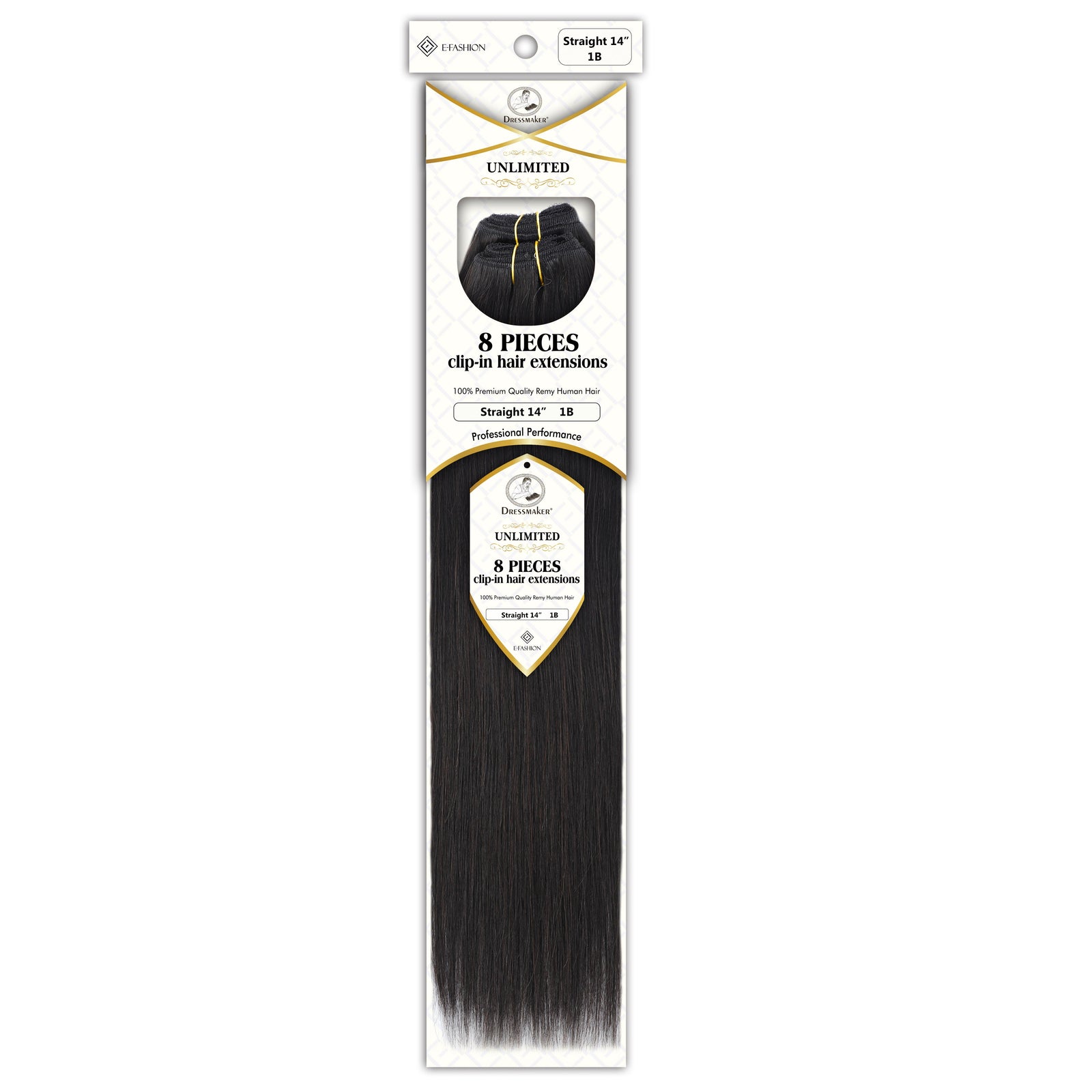 Dressmaker 8-Piece 14" Clip-In Hair Extensions Single Weft Straight