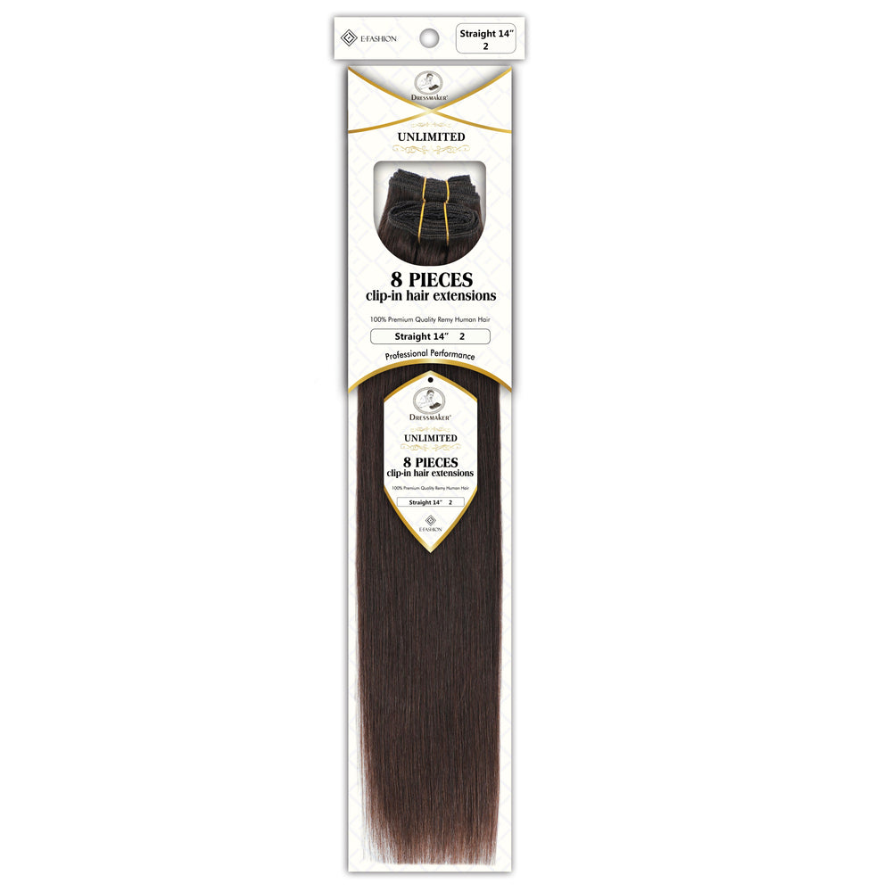 Dressmaker 8-Piece 14" Clip-In Hair Extensions Single Weft Straight