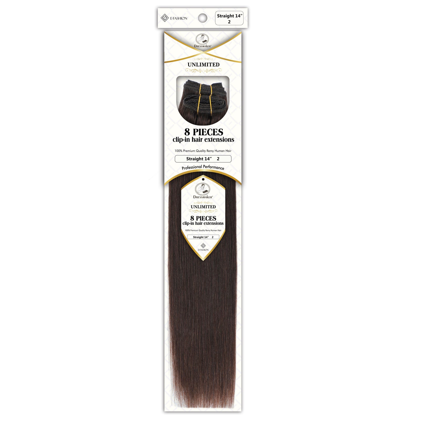 Dressmaker 8-Piece 14" Clip-In Hair Extensions Single Weft Straight