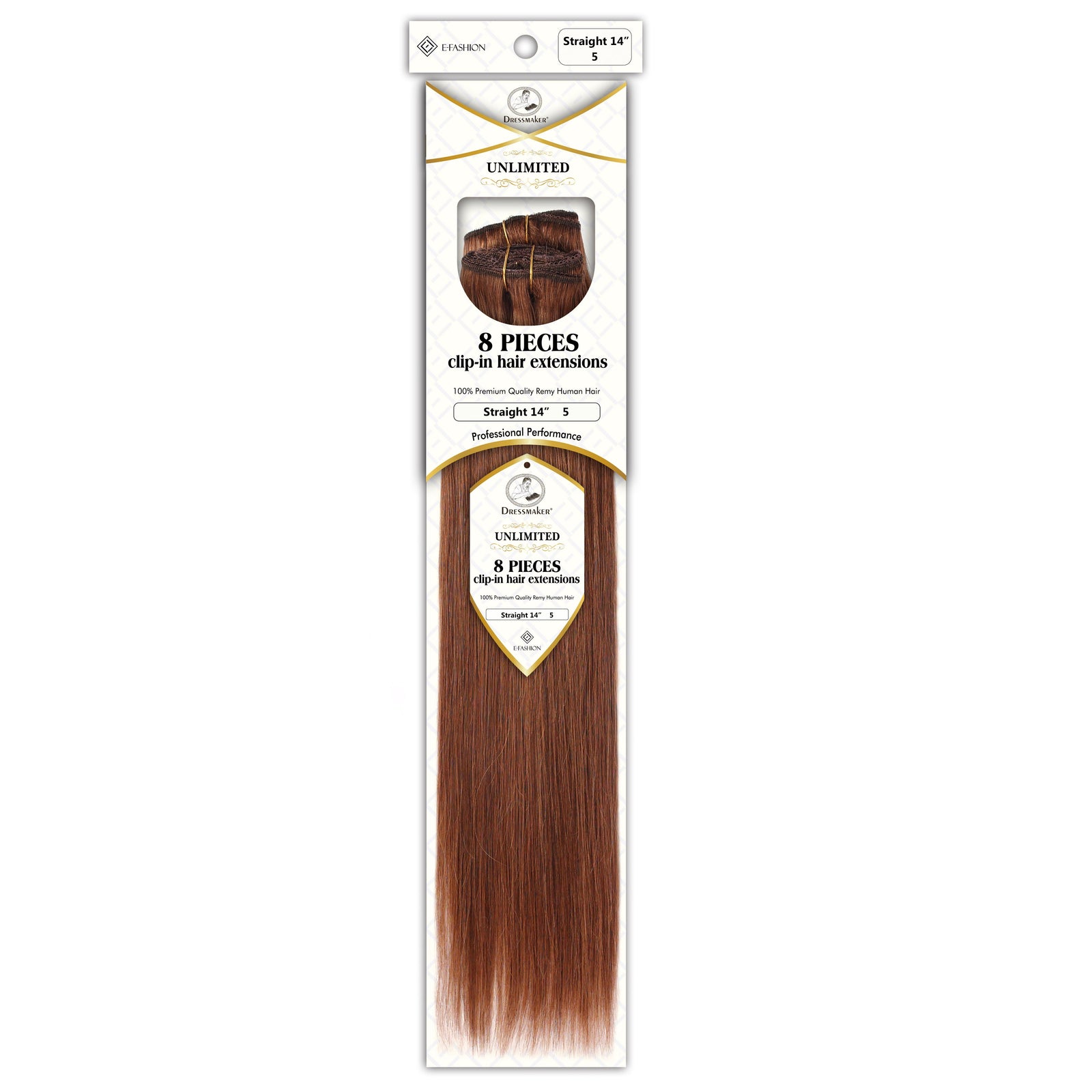 Dressmaker 8-Piece 14" Clip-In Hair Extensions Single Weft Straight
