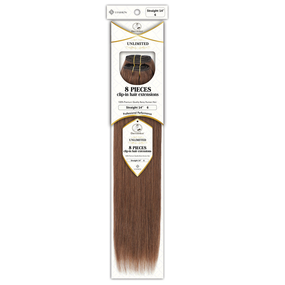 Dressmaker 8-Piece 14" Clip-In Hair Extensions Single Weft Straight