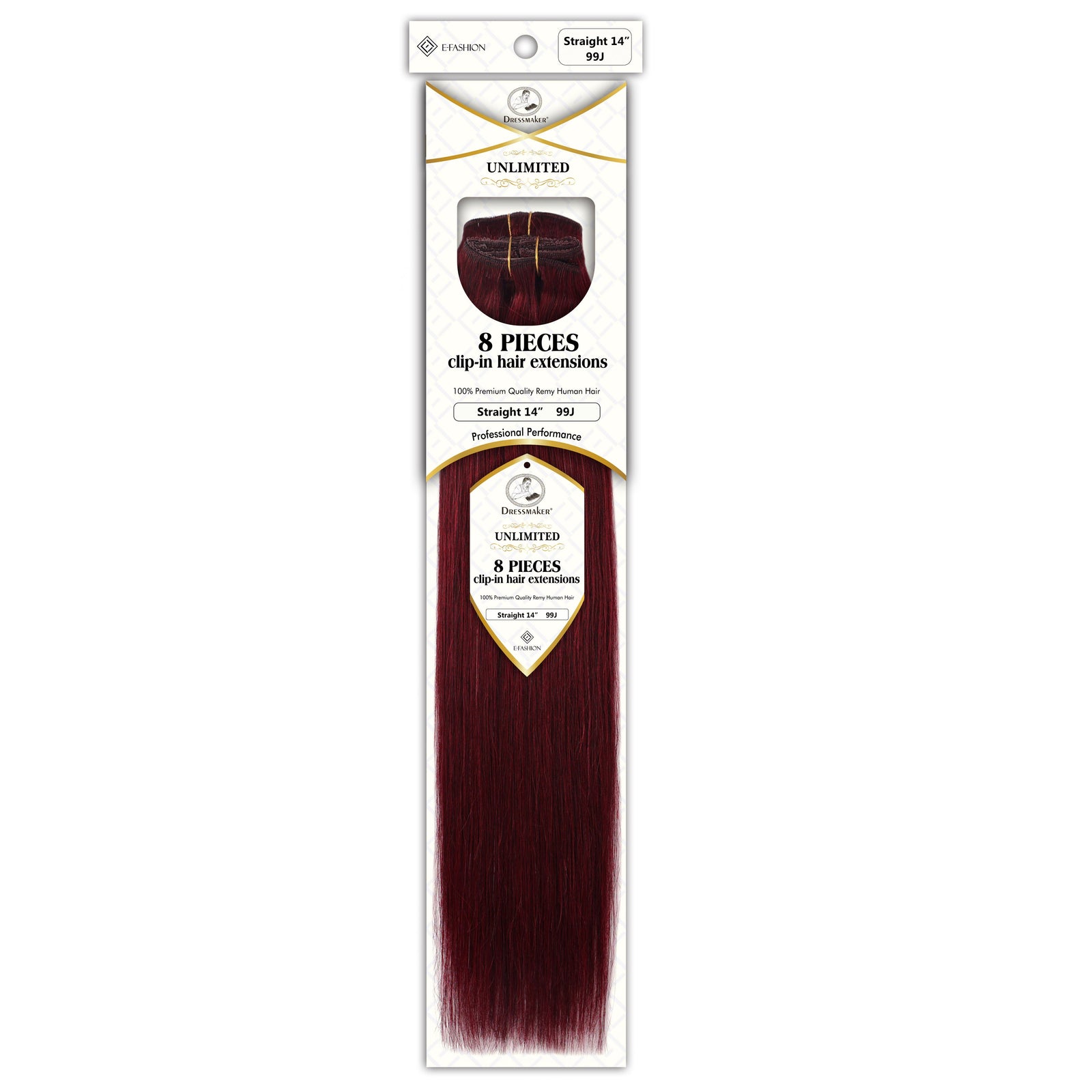 Dressmaker 8-Piece 14" Clip-In Hair Extensions Single Weft Straight