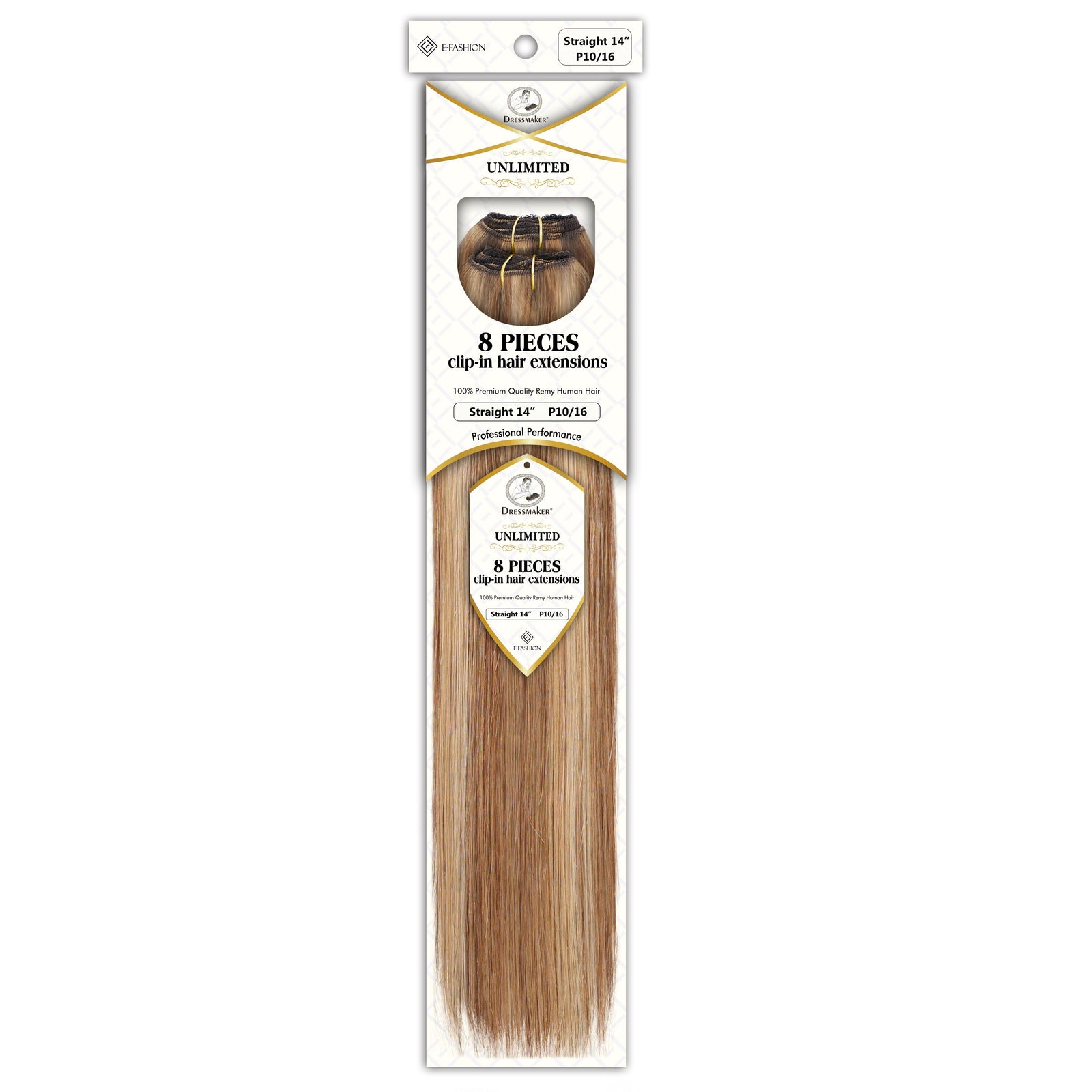 Dressmaker 8-Piece 14" Clip-In Hair Extensions Single Weft Straight