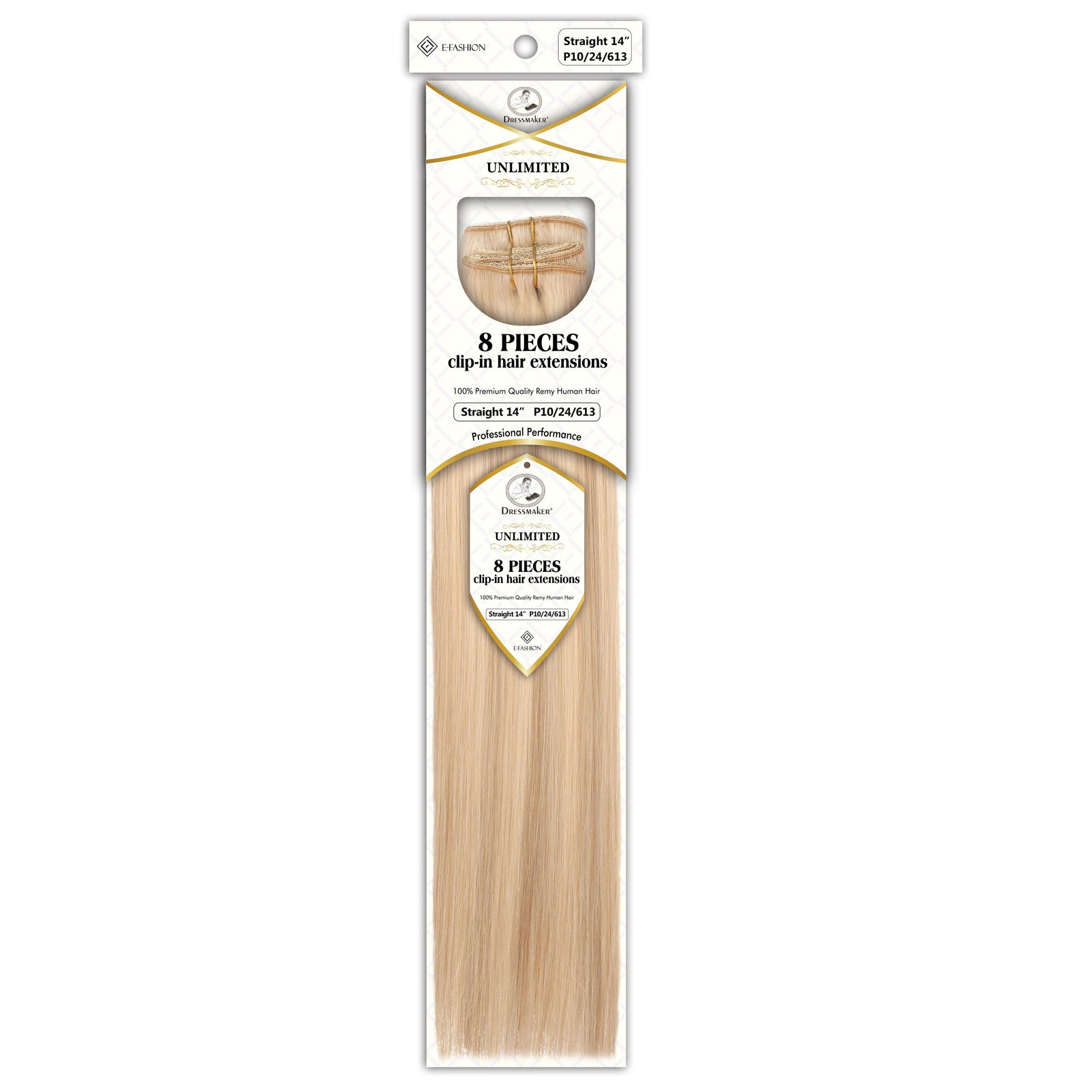 Dressmaker 8-Piece 14" Clip-In Hair Extensions Single Weft Straight