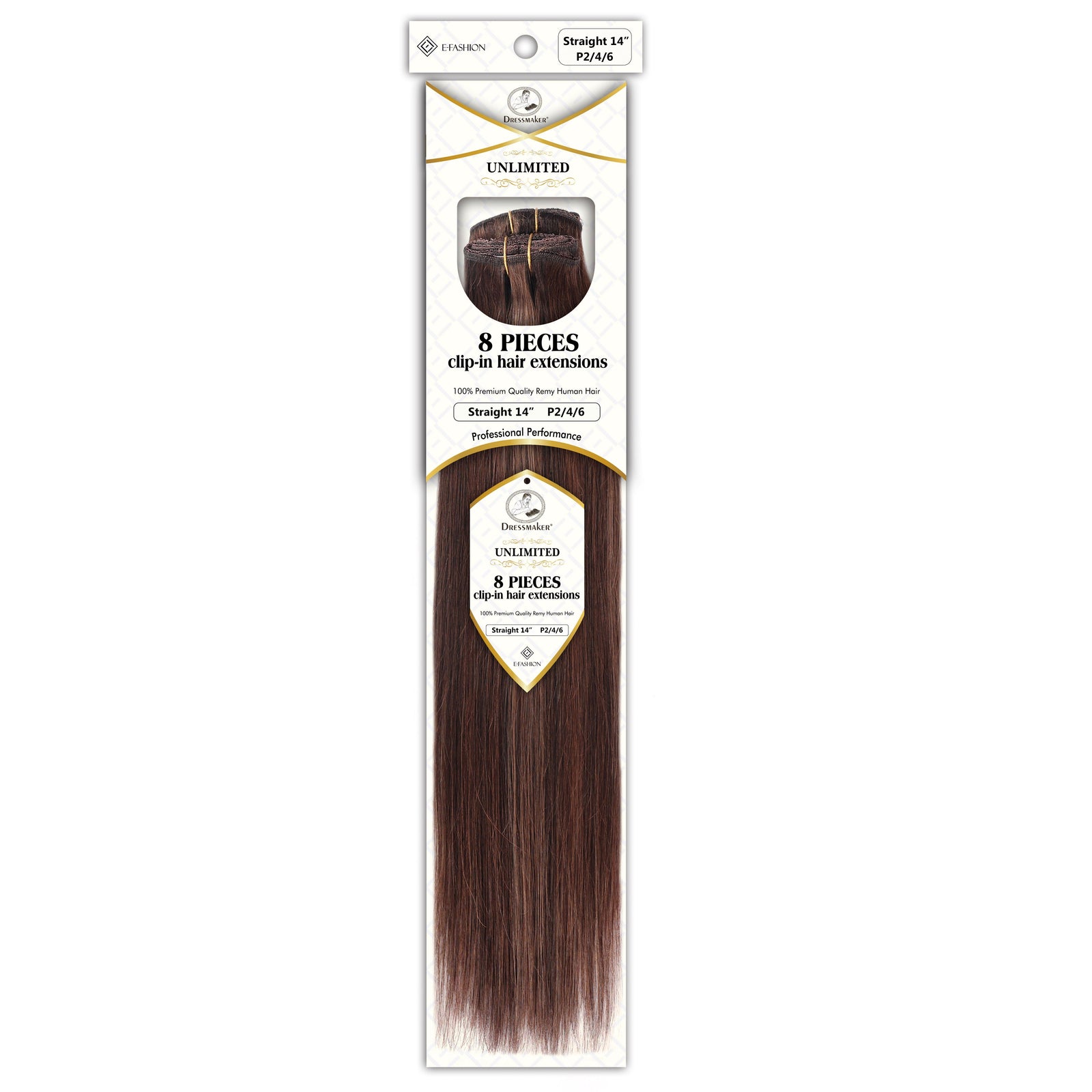 Dressmaker 8-Piece 14" Clip-In Hair Extensions Single Weft Straight