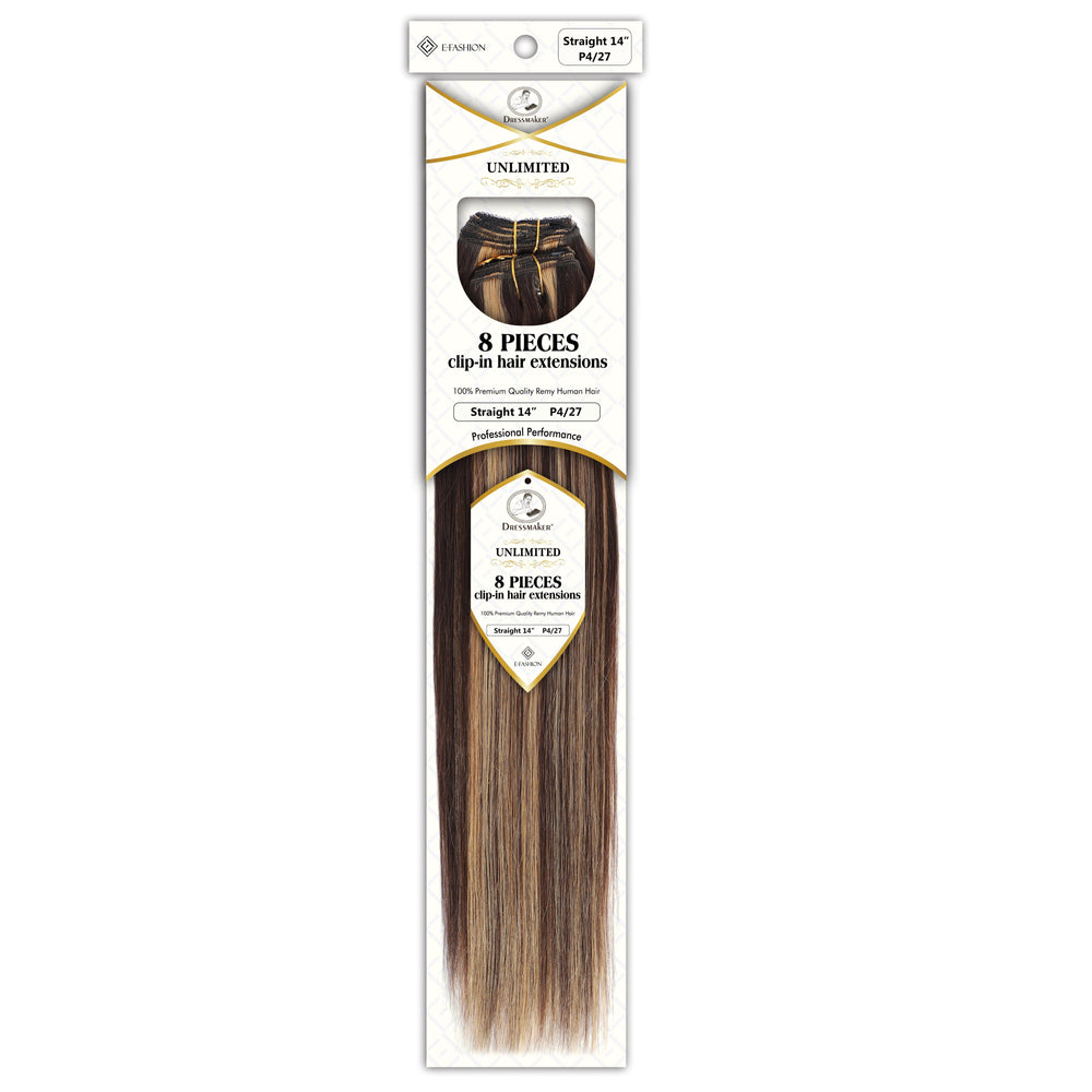 Dressmaker 8-Piece 14" Clip-In Hair Extensions Single Weft Straight