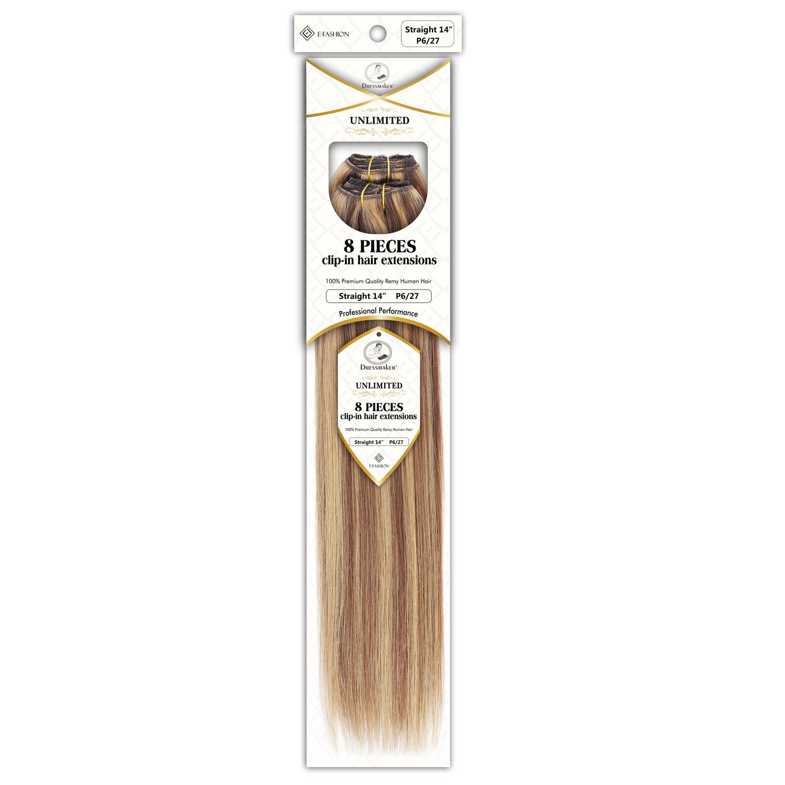 Dressmaker 8-Piece 14" Clip-In Hair Extensions Single Weft Straight