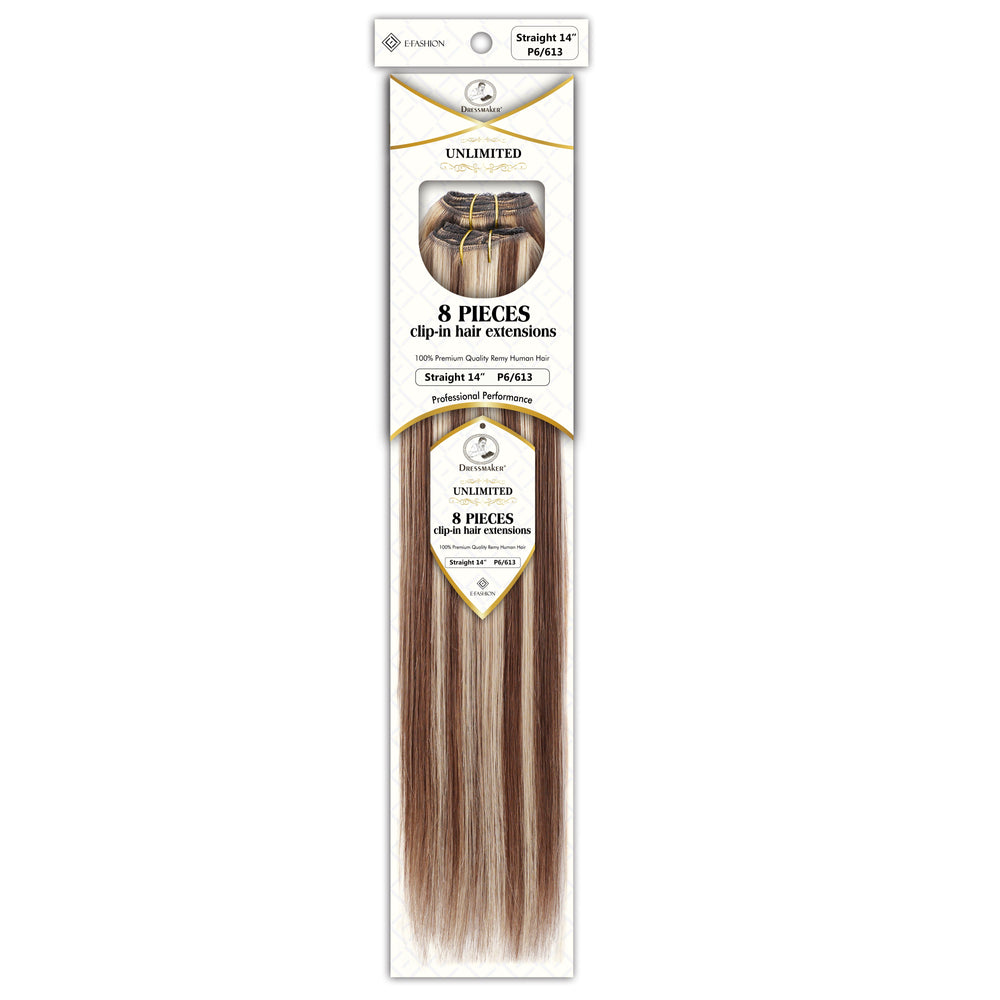 Dressmaker 8-Piece 14" Clip-In Hair Extensions Single Weft Straight