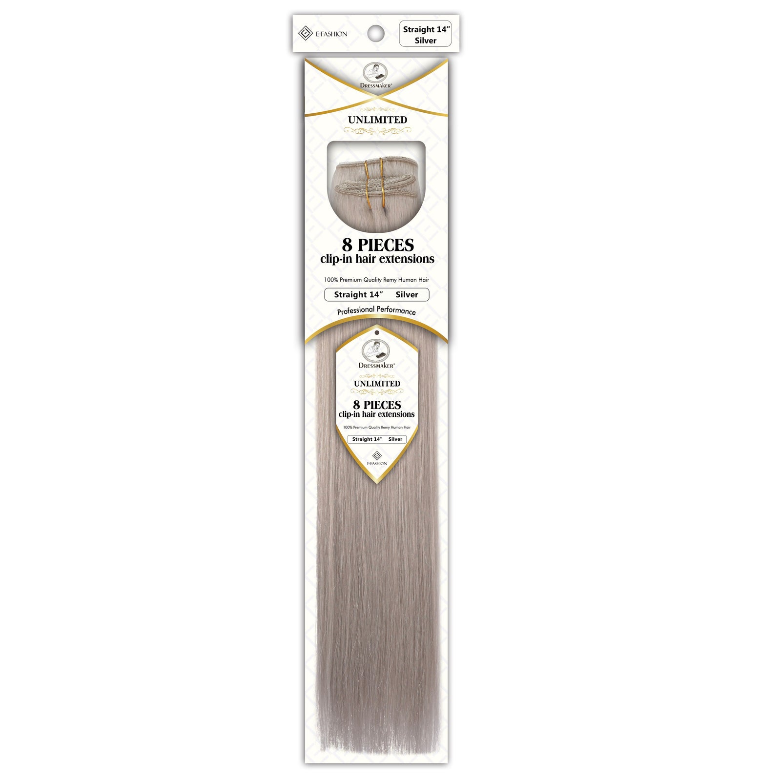 Dressmaker 8-Piece 14" Clip-In Hair Extensions Single Weft Straight