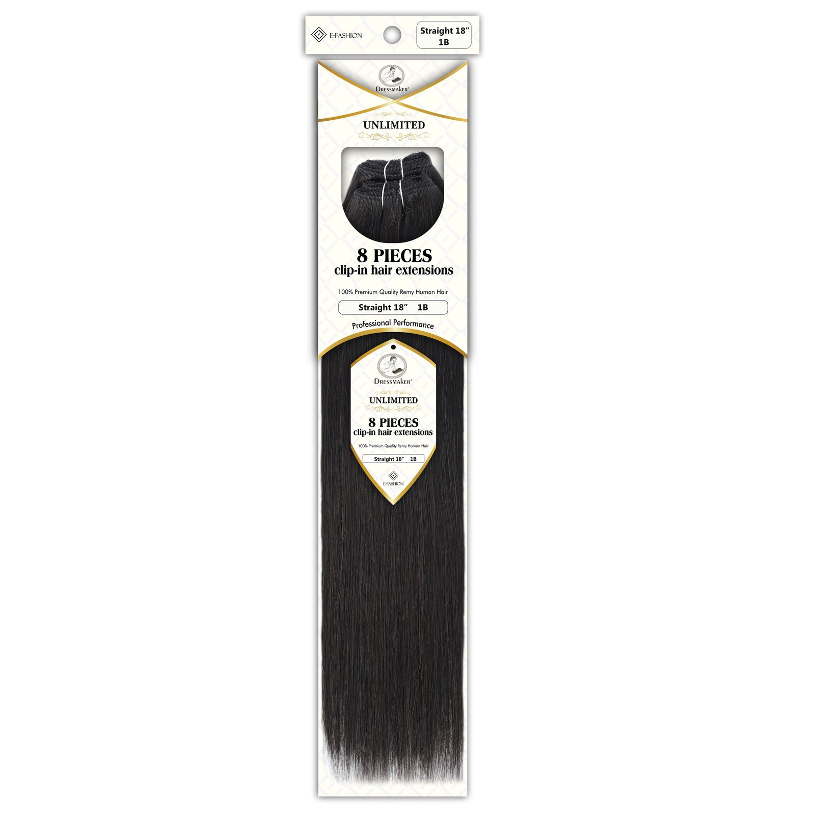Dressmaker 8-Piece 18" Clip-In Hair Extensions Single Weft Straight