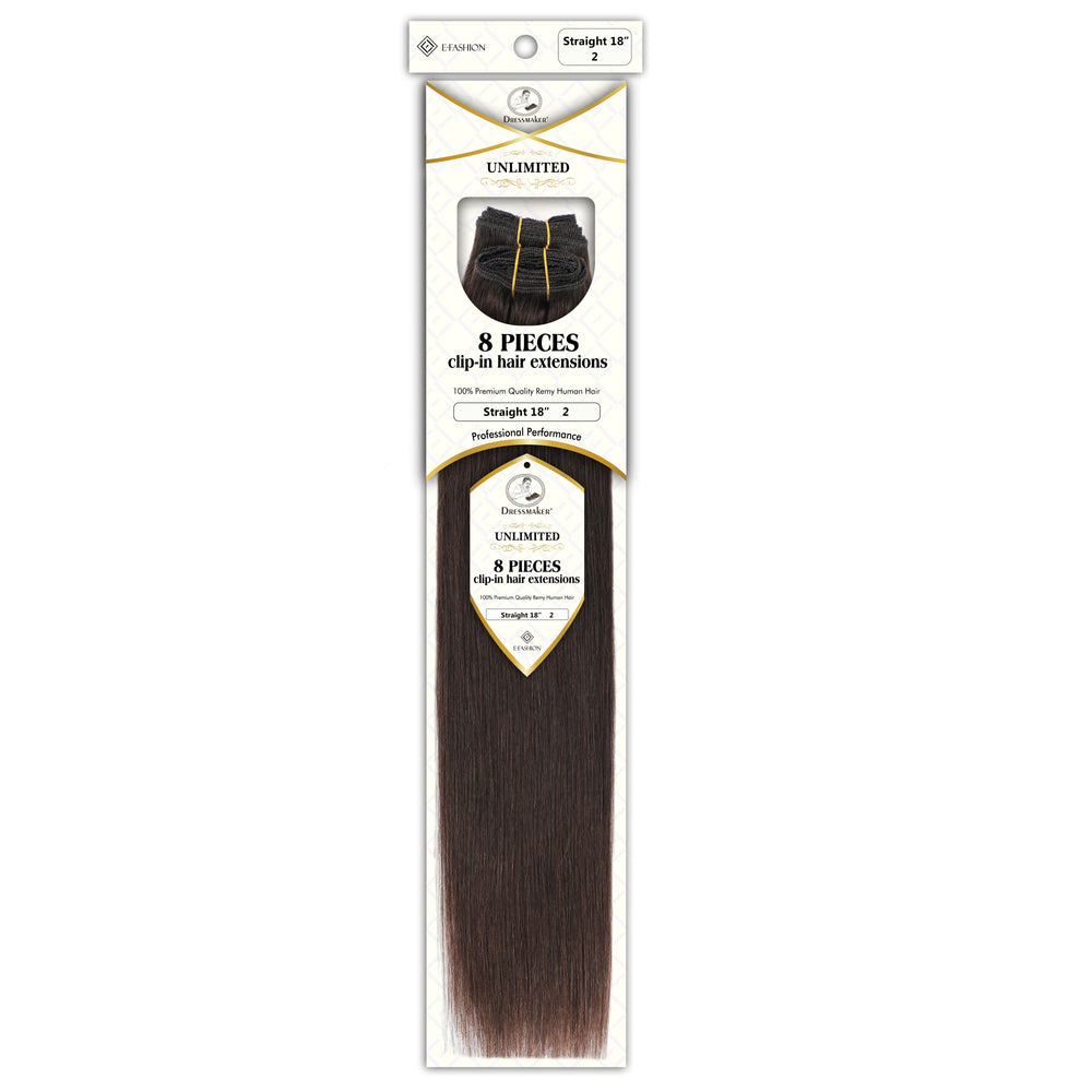 Dressmaker 8-Piece 18" Clip-In Hair Extensions Single Weft Straight