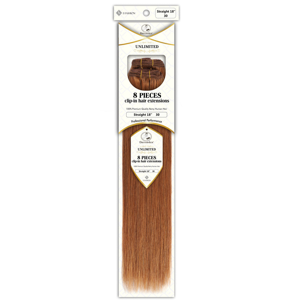 Dressmaker 8-Piece 18" Clip-In Hair Extensions Single Weft Straight