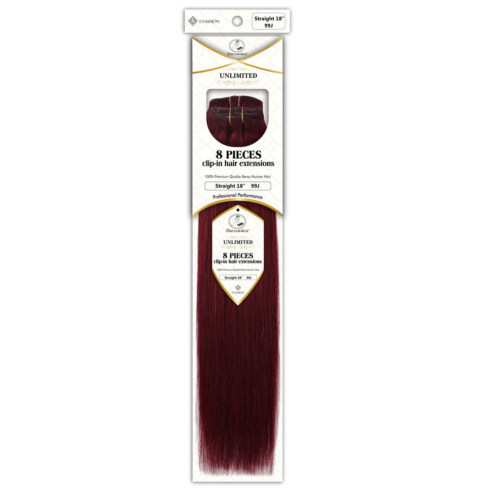 Dressmaker 8-Piece 18" Clip-In Hair Extensions Single Weft Straight