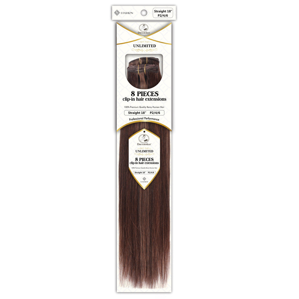 Dressmaker 8-Piece 18" Clip-In Hair Extensions Single Weft Straight