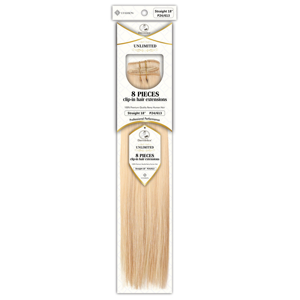 Dressmaker 8-Piece 18" Clip-In Hair Extensions Single Weft Straight