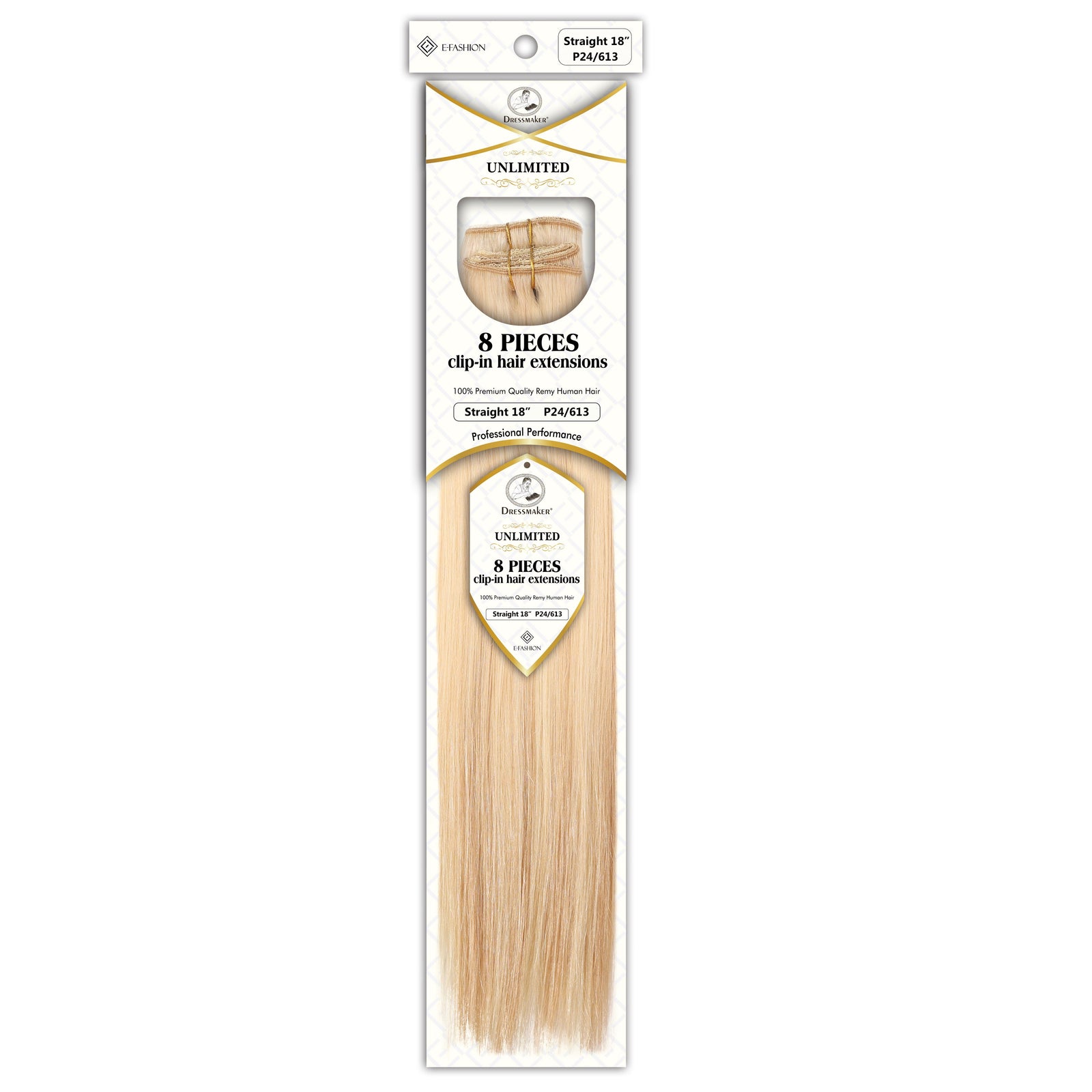 Dressmaker 8-Piece 18" Clip-In Hair Extensions Single Weft Straight