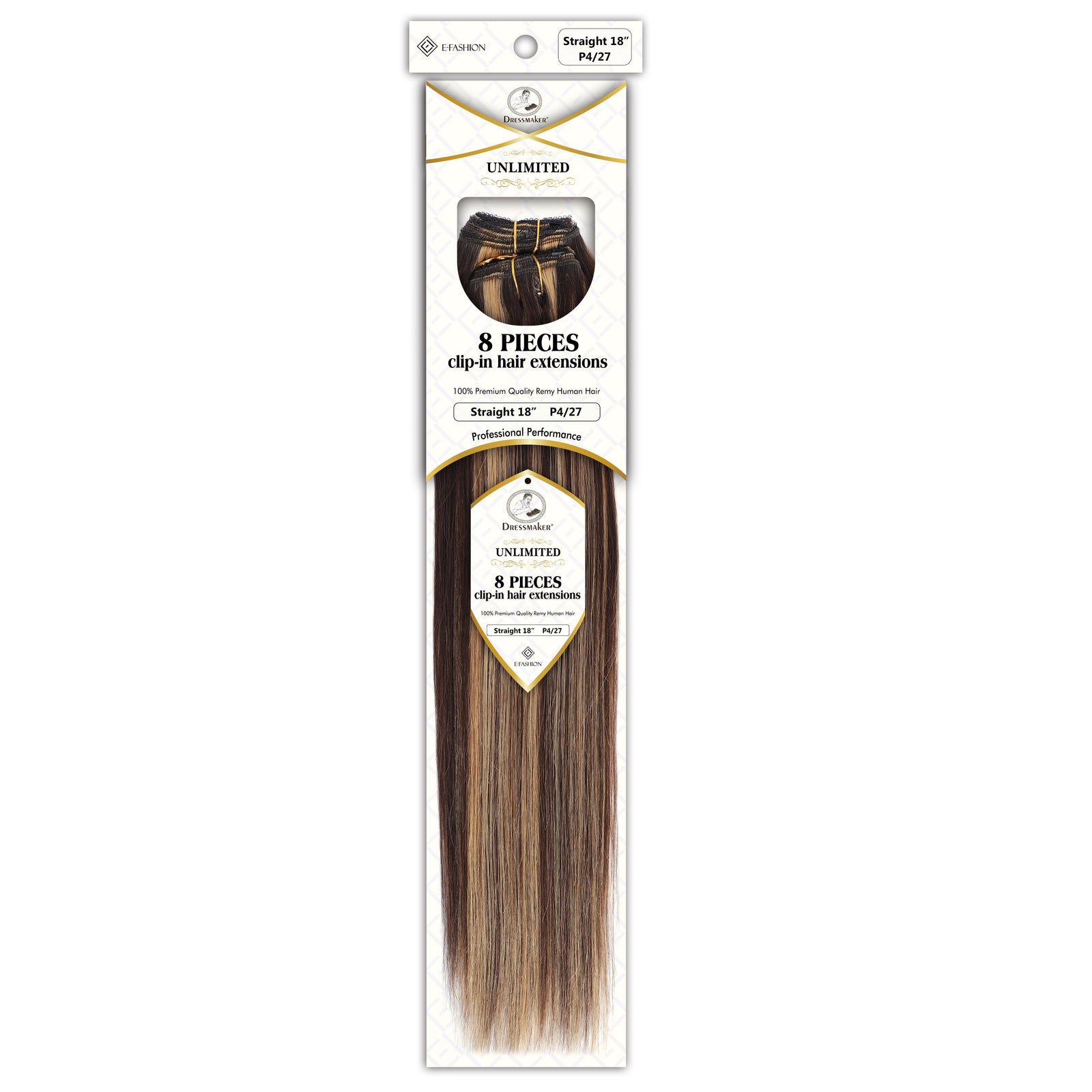 Dressmaker 8-Piece 18" Clip-In Hair Extensions Single Weft Straight