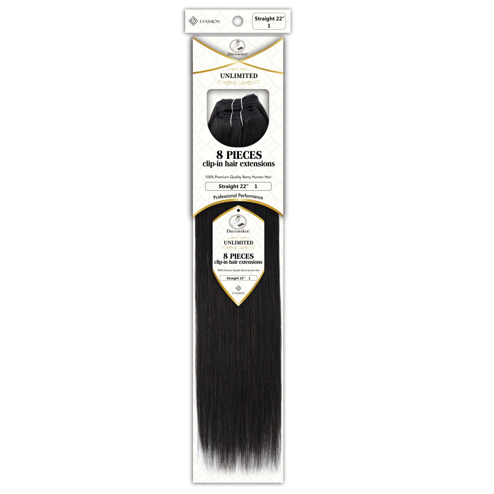 Dressmaker 8-Piece 22" Clip-In Hair Extensions Single Weft Straight