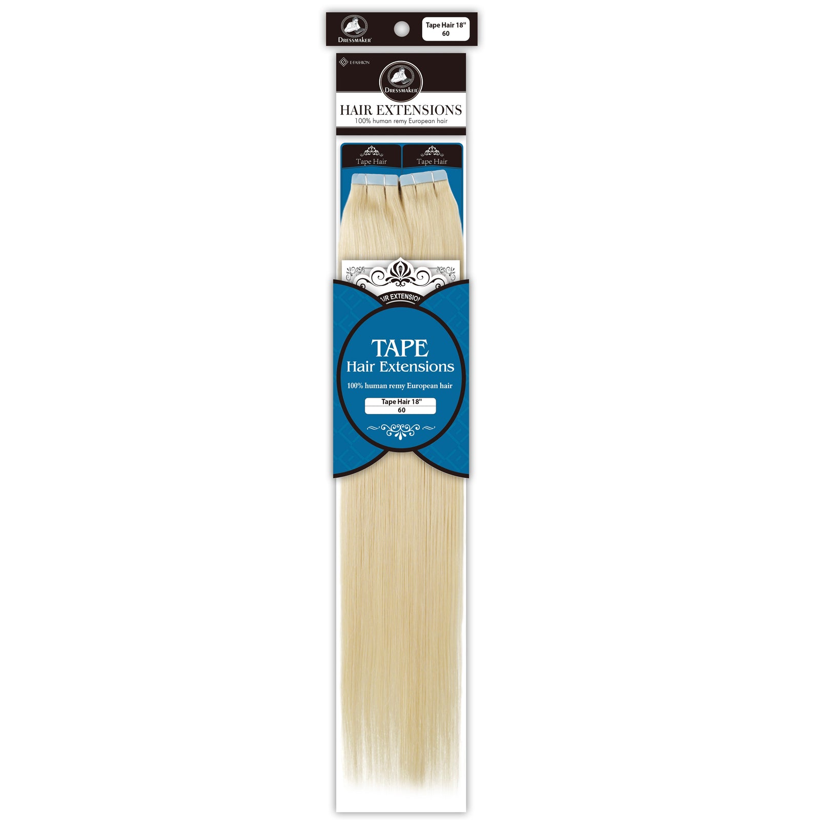 Dressmaker 100% Human Remy European Tape Hair Extensions Straight 18" (40pcs)