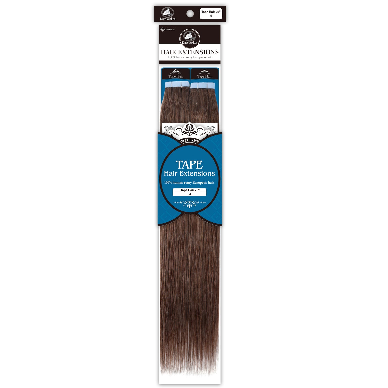 Dressmaker 100% Human Remy European Tape Hair Extensions Straight 20" (40pcs)