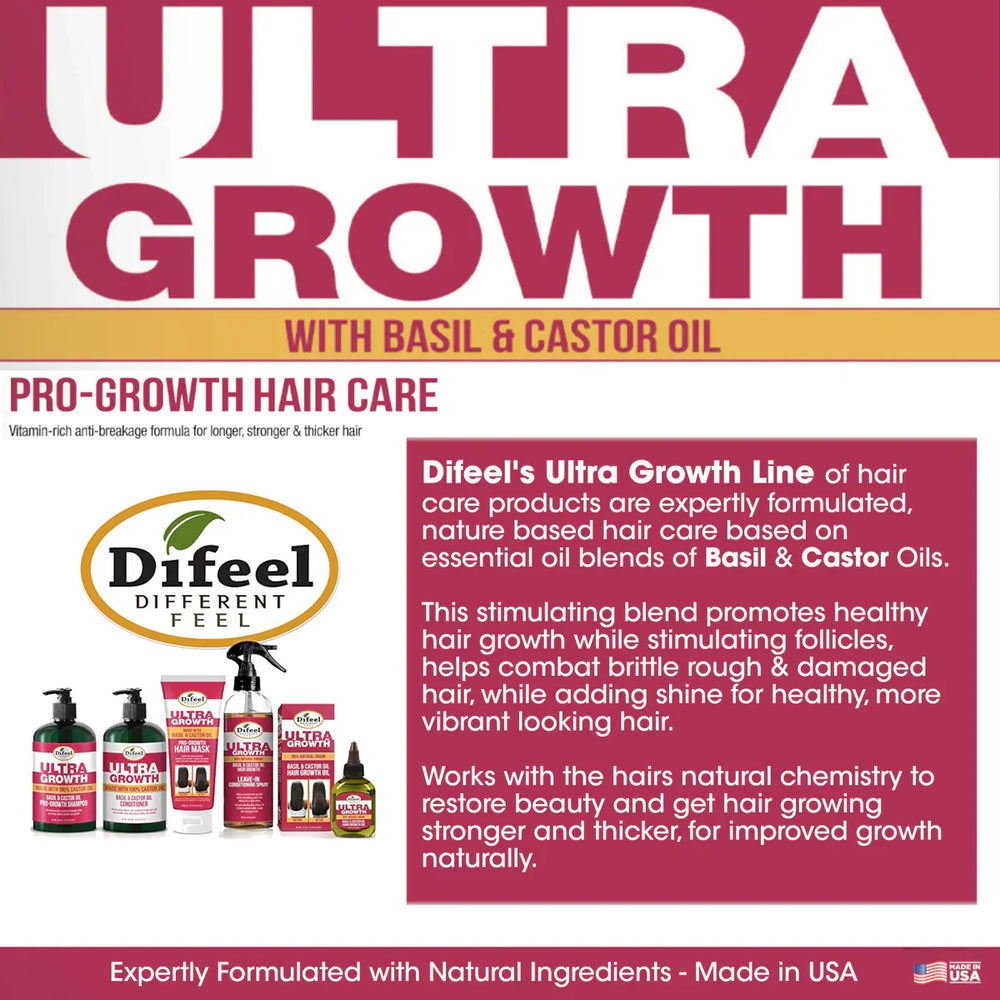 Difeel Ultra Growth Basil & Castor Hair Oil Leave-In Conditioning Spray 235ml