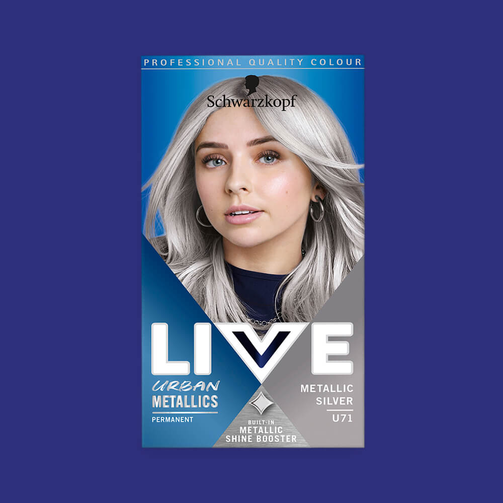 Schwarzkopf Live Urban Metallics Permanent Hair Colour Dye U71 Metallic Silver